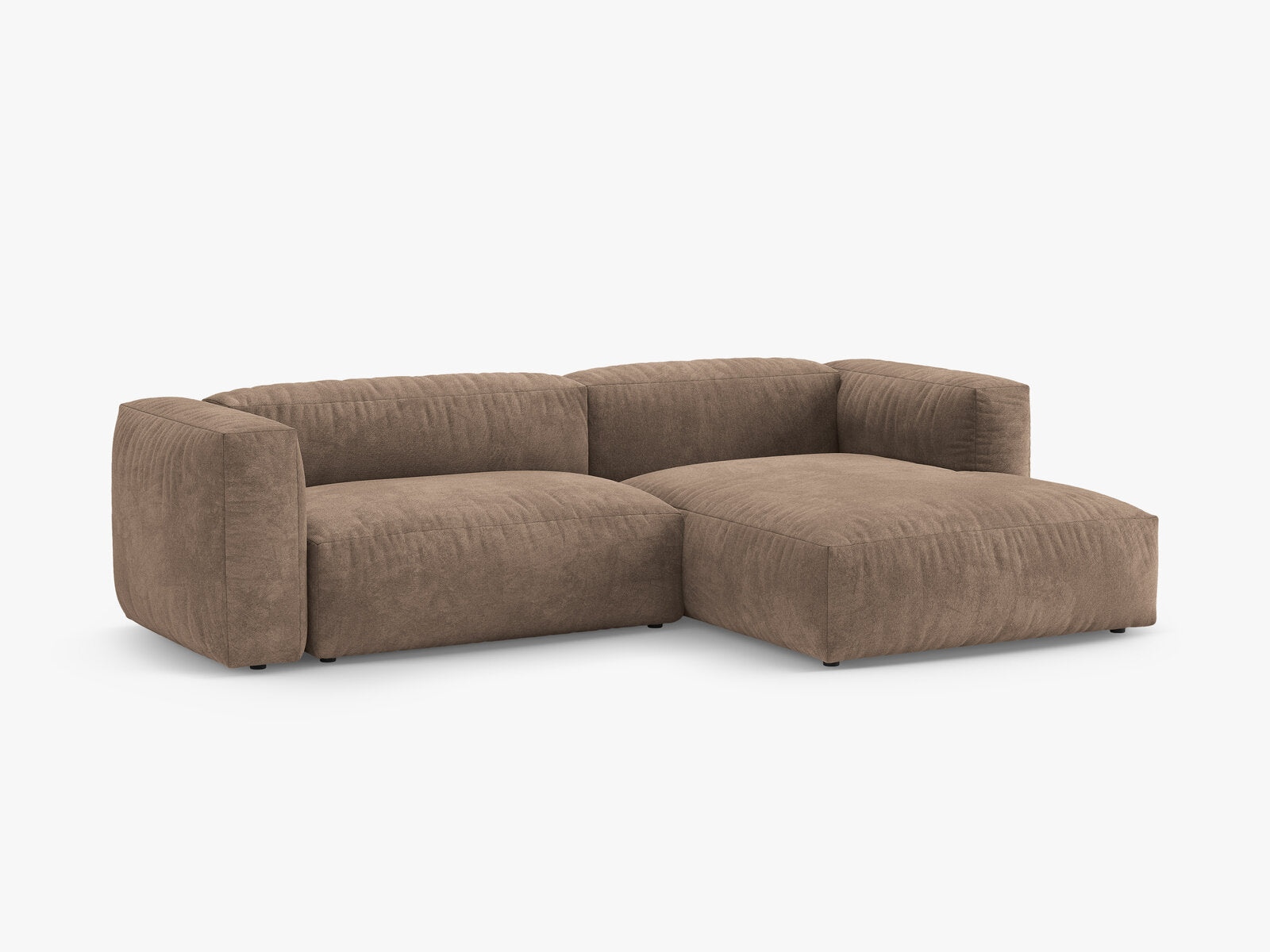 Micadoni Martina Ecksofa 4-Sitzer mit Schlaffunktion Rechts Samt Vogue Dunkelbeige