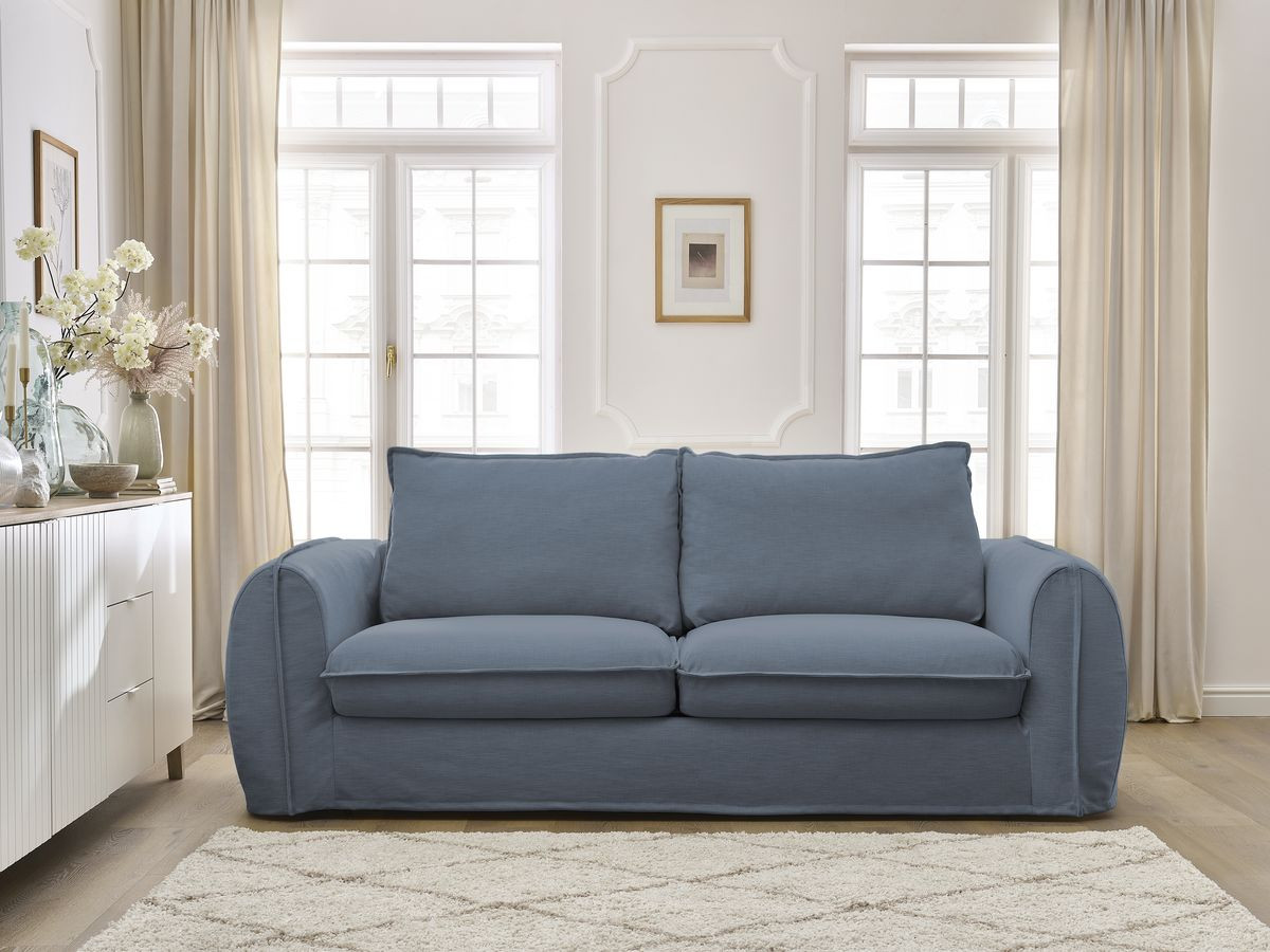 Bobochic Archimede Schlafsofa 3-Sitzer Stoff Dunkelblau, Liegefläche 140 × 194 cm