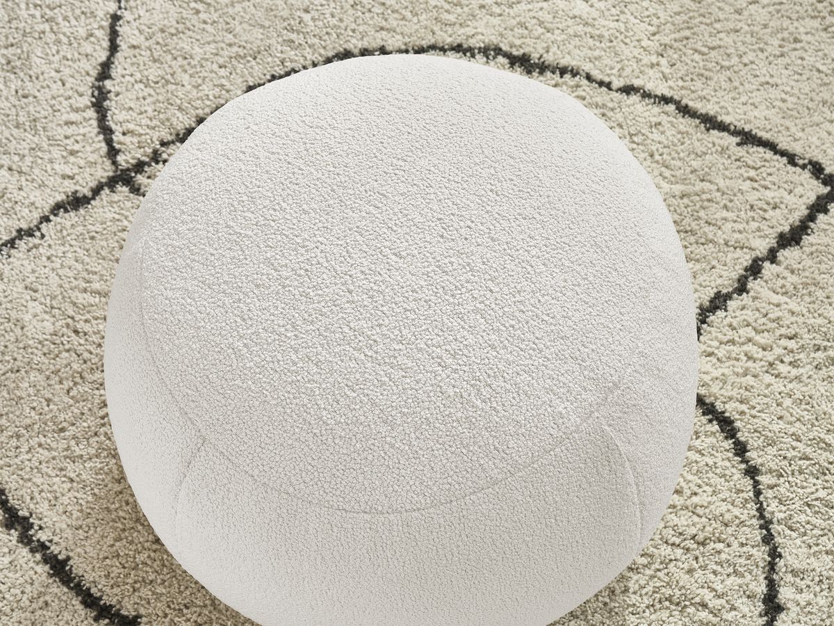 Bobochic Hayden Pouf, rund Bouclé-Stoff Weiß, 60 cm