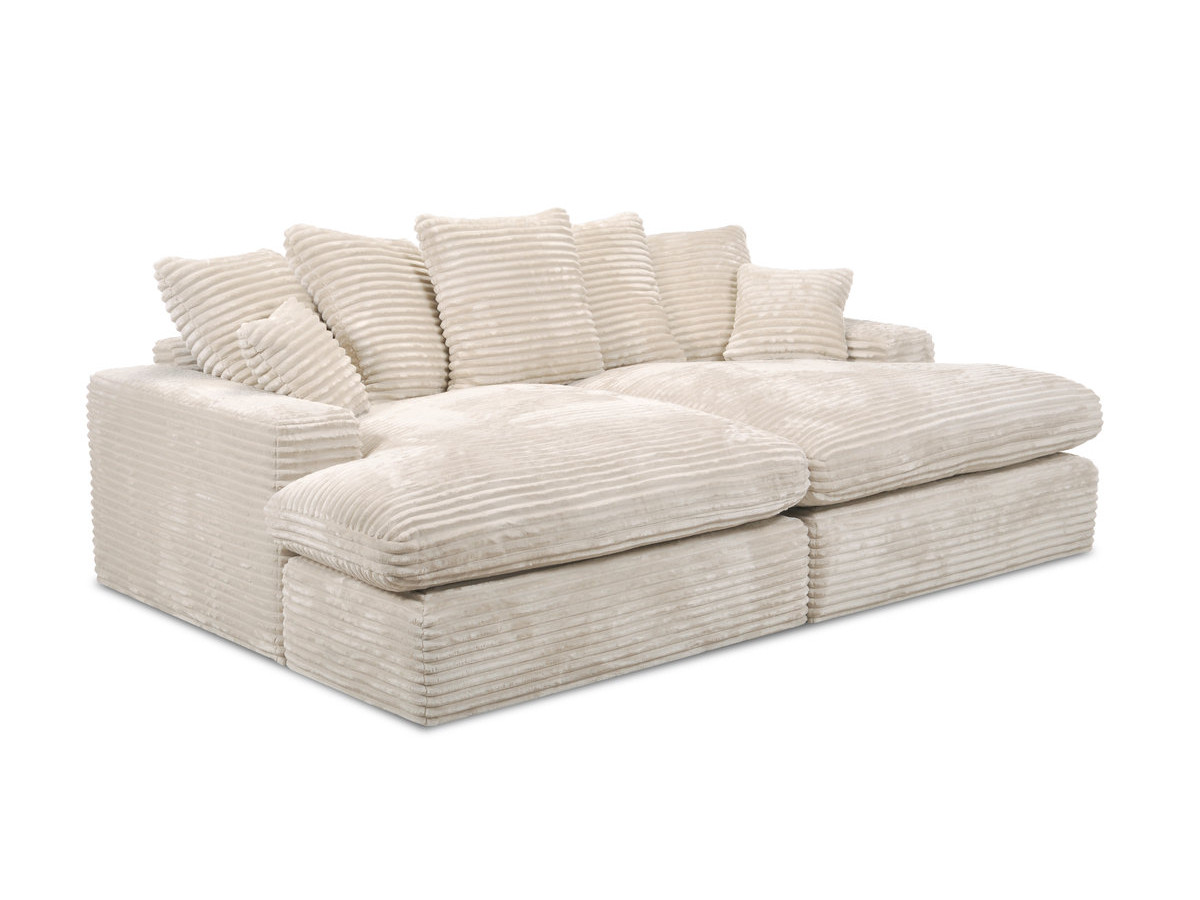 Bobochic Nevada Sofa 3-Sitzer 226 × 150 cm Breitcord weich Beige