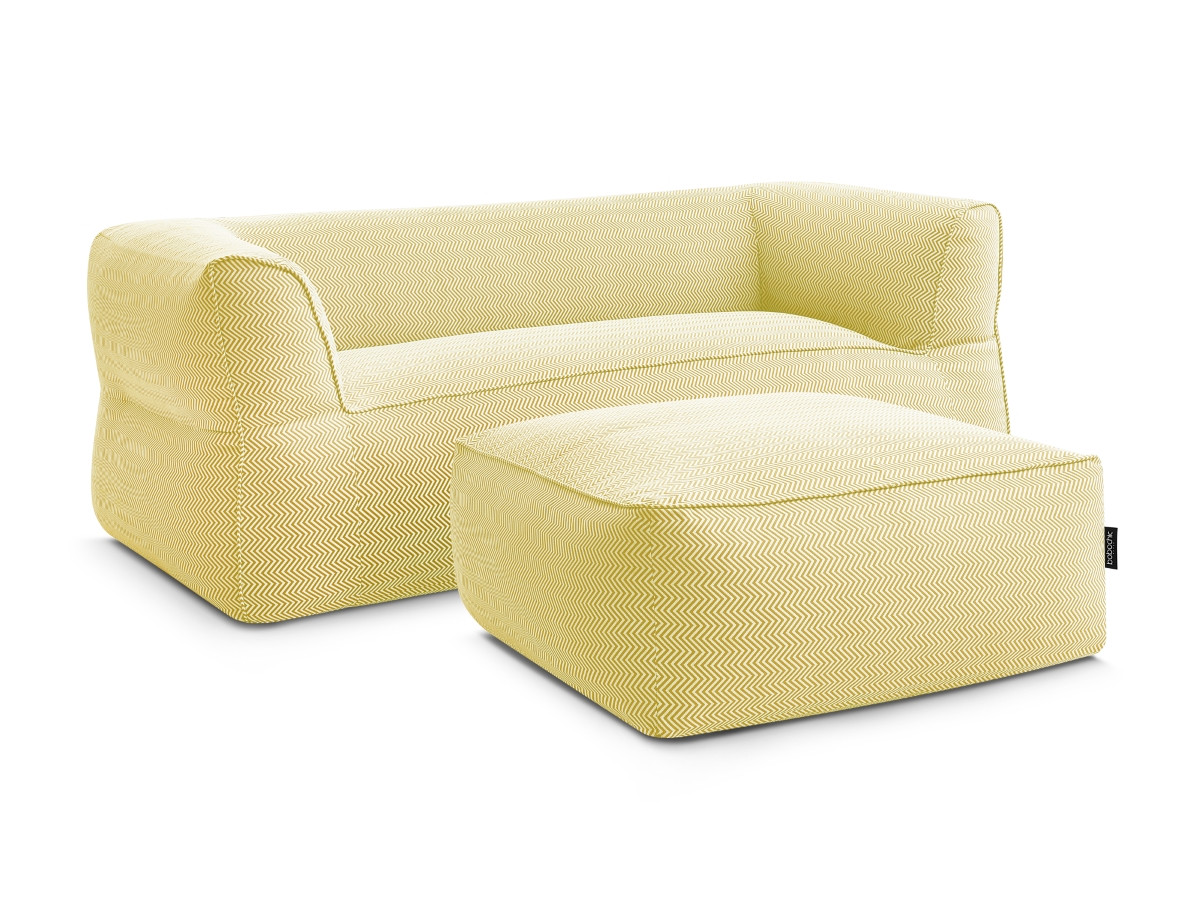 Bobochic Nour Gartensofa 4-Sitzer mit Pouf Stoff Gelb