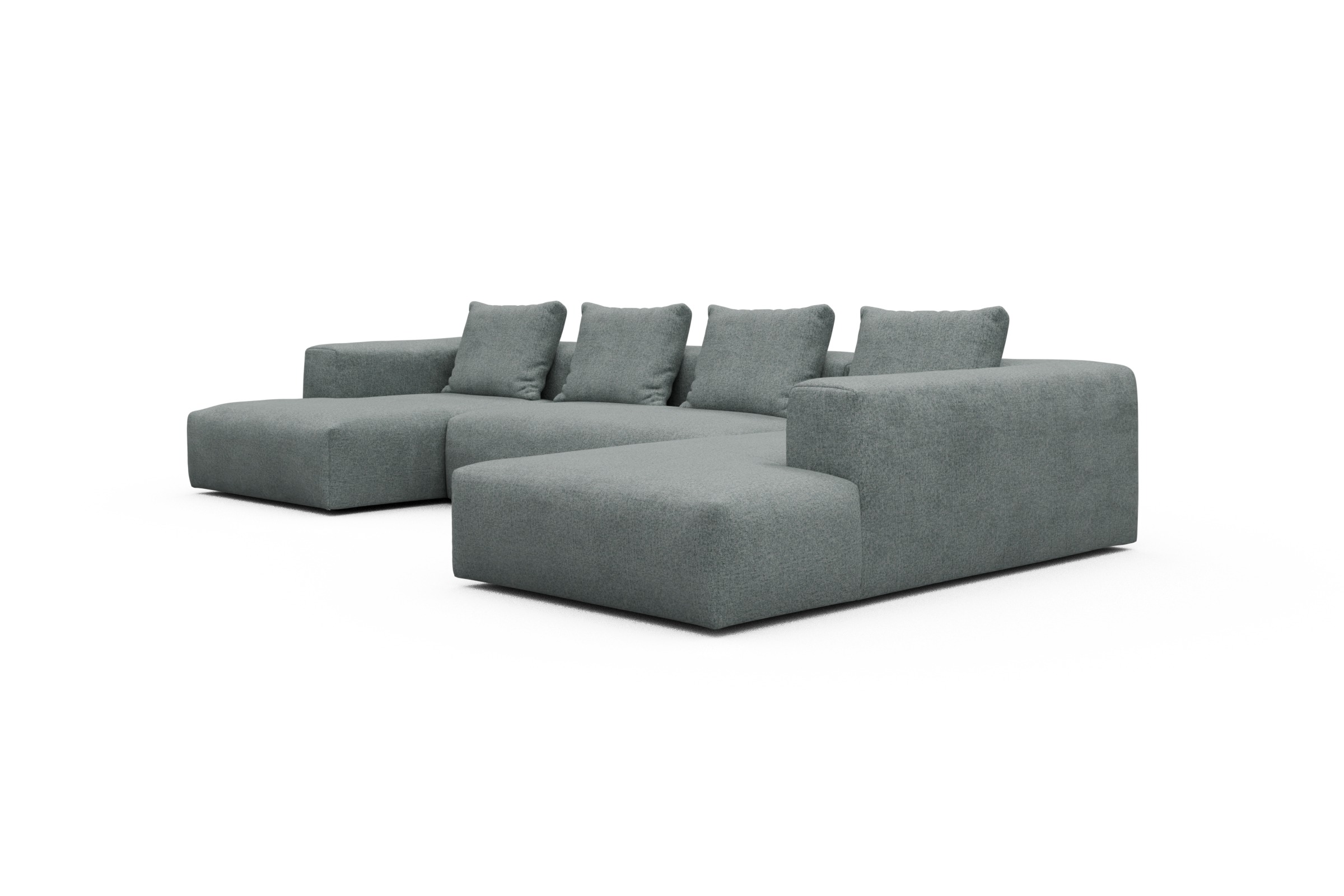 Wohnlandschaft Fred Relax-Ecke rechts mit 2-Sitzer und Chaiselongue links Casone-Light-Mixed-Green