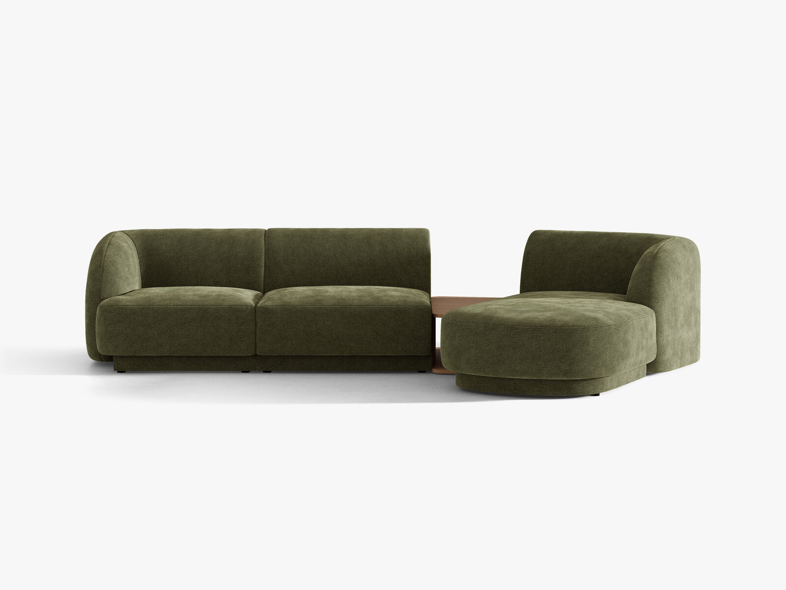 Micadoni Modulares Sofa Miley mit Recamiere 3-Sitzer Rechts Chenille Eden Grün