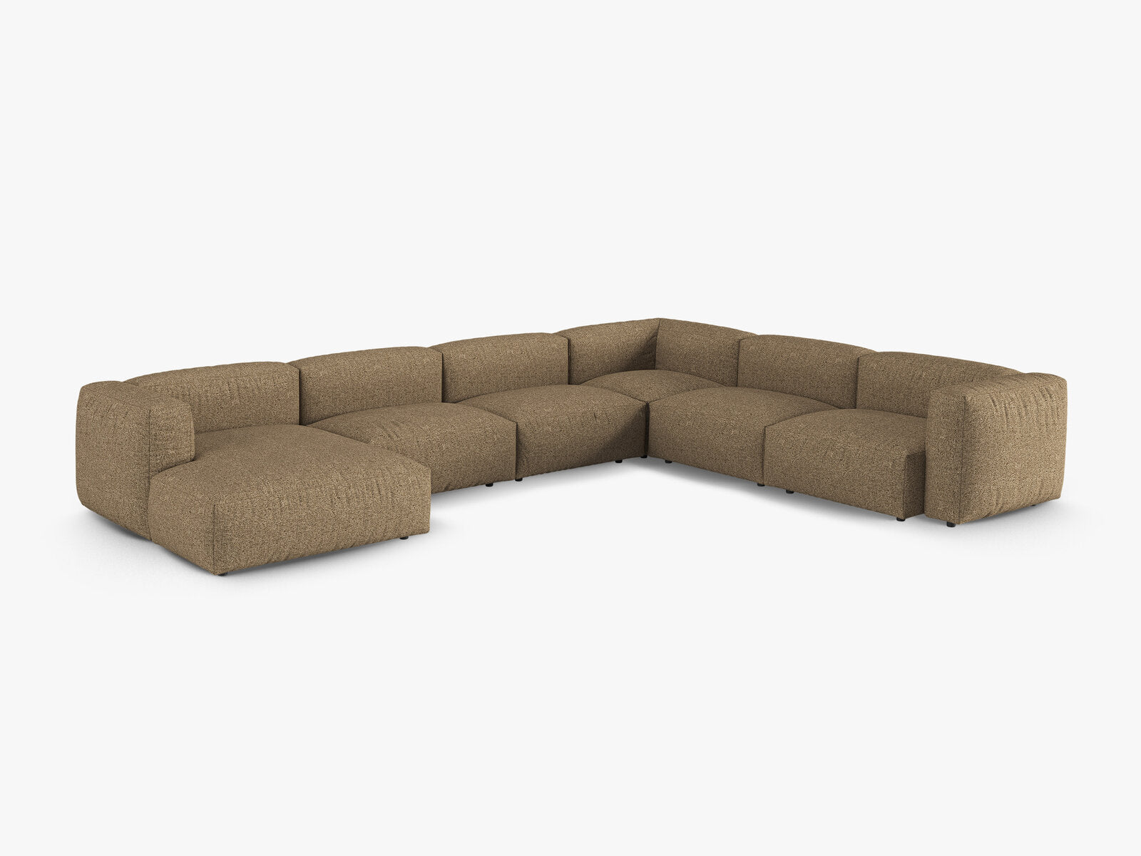 Micadoni modulares Ecksofa XL Martina 6-Sitzer 90cm Sitztiefe Rechts Boucle Monet Cappuccino