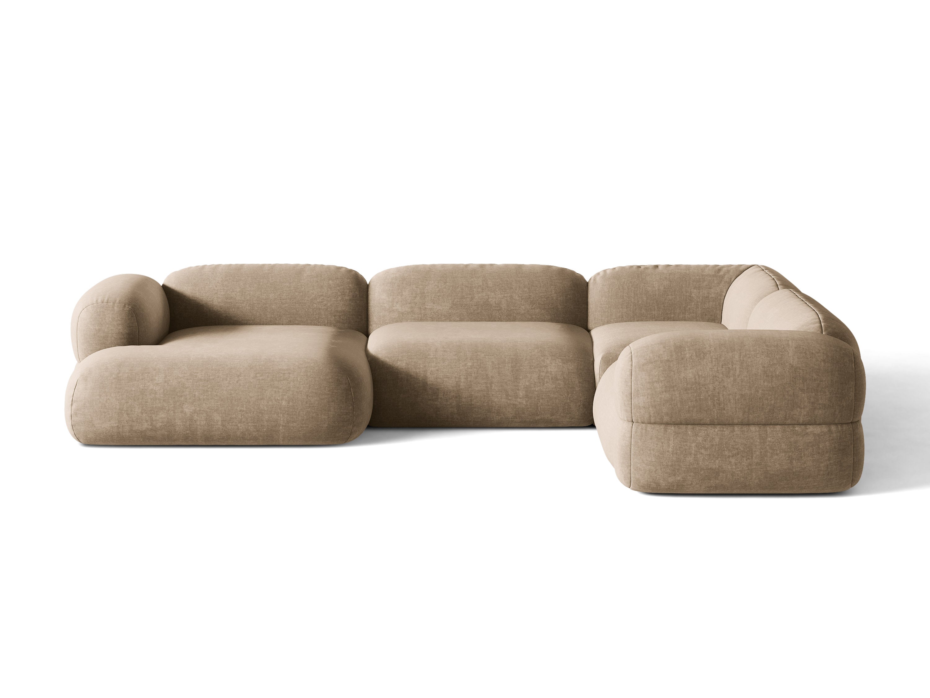 Micadoni Panorama-Ecksofa Luno 5-Sitzer Samt Vogue Dunkelbeige Rechts