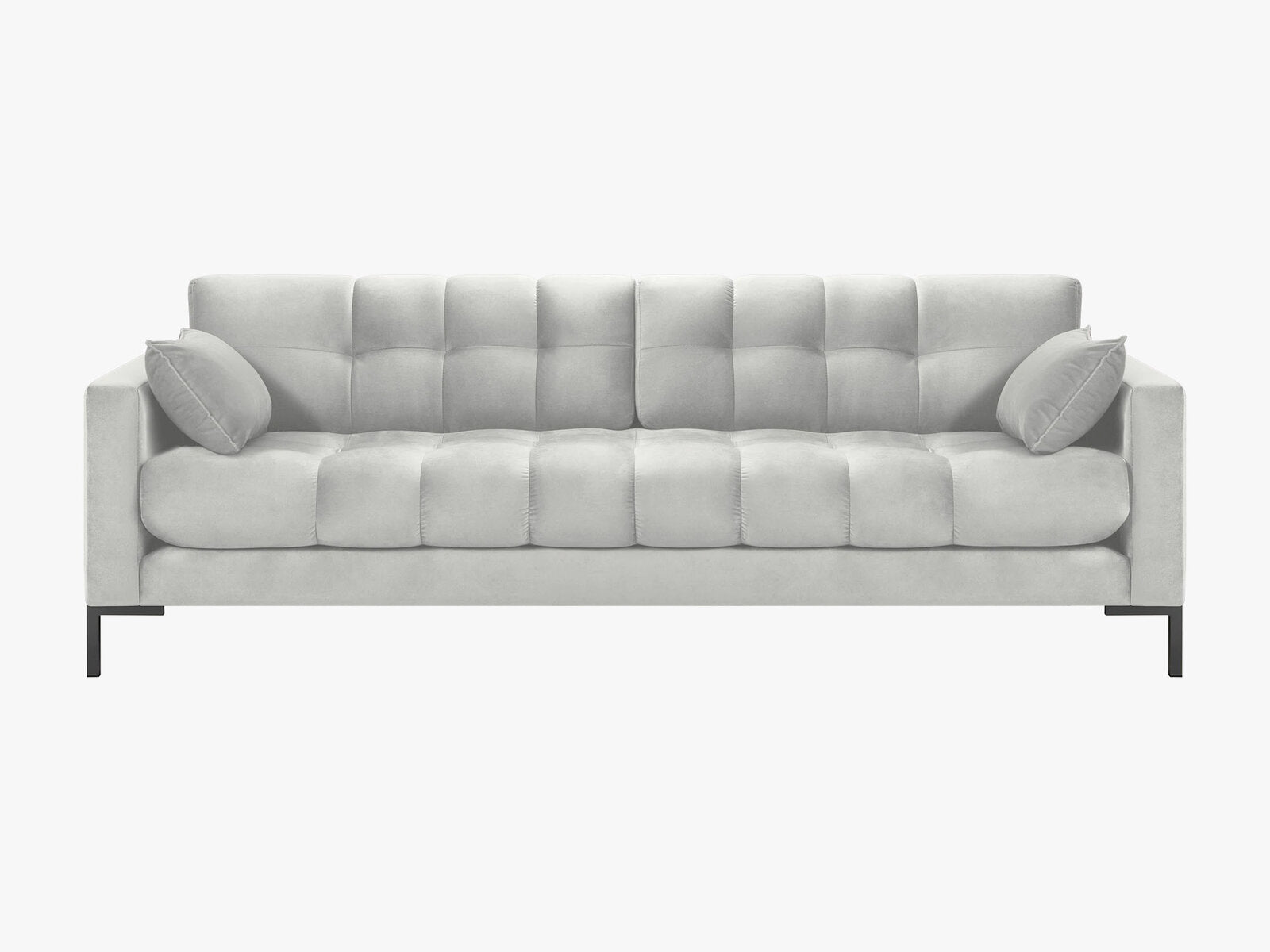 Micadoni Sofa Mamaia 4-Sitzer Samt Bluvel Silber schwarze Beine