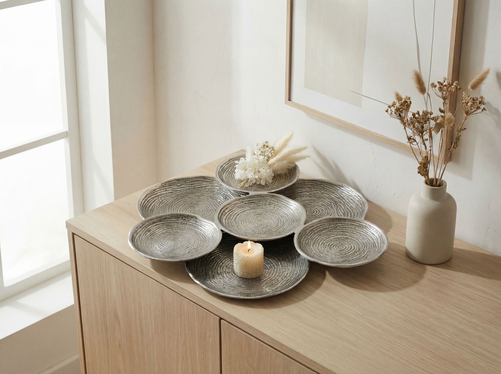 Dekoschale Lomen Aluminium Silber Ø 44 cm