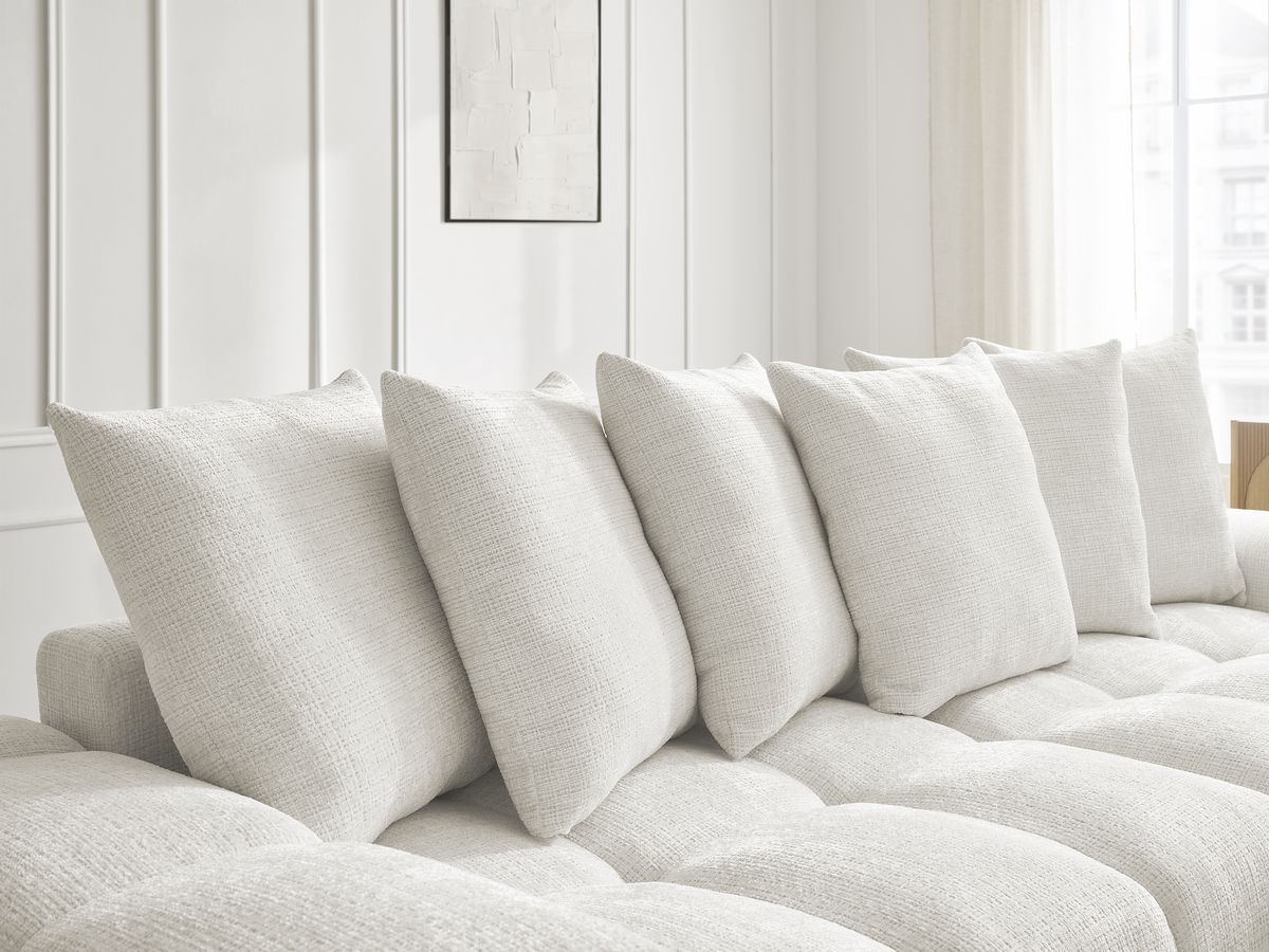 Bobochic Anakin Ecksofa mit Schlaffunktion und Bettkasten Strukturstoff Weiß