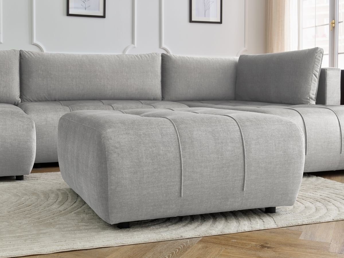 Bobochic Arsene Wohnlandschaft mit Pouf Samt Hellgrau Ecke links