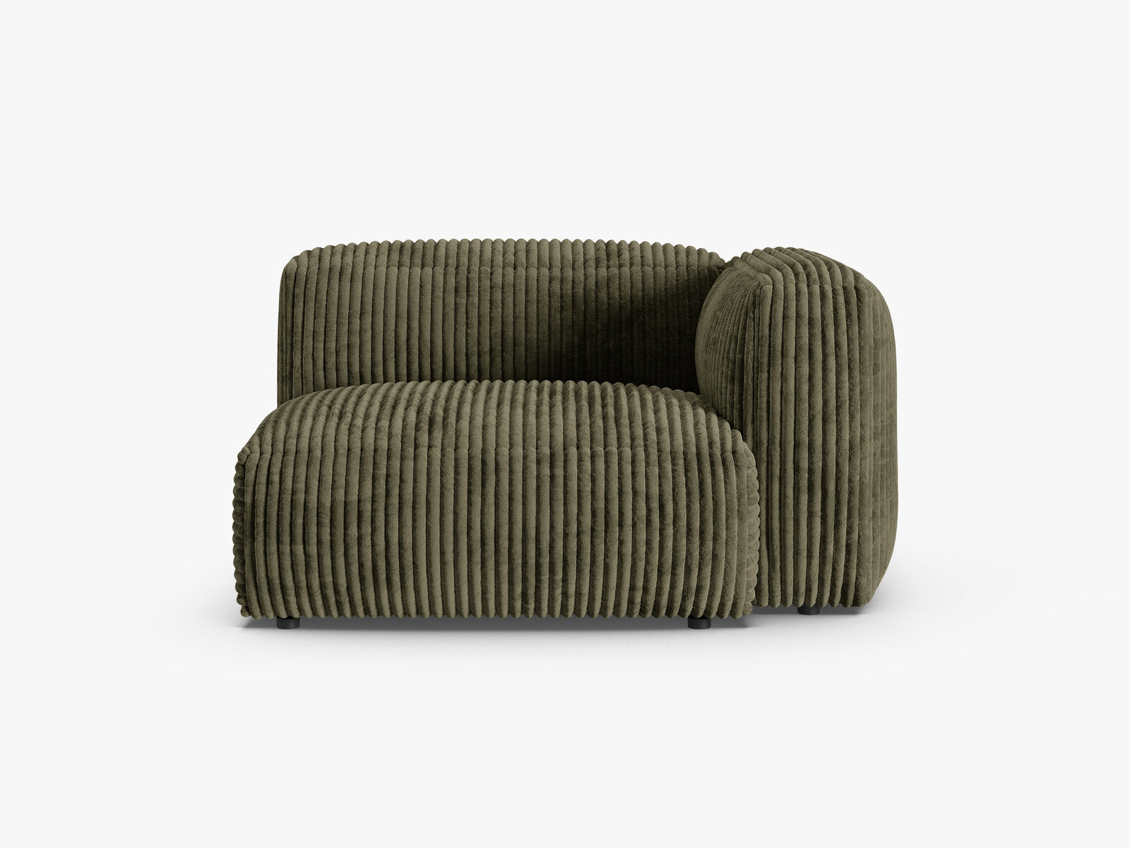 Micadoni Eckmodul mit Armlehne Martina 1-Sitzer 90cm Sitztiefe Rechts Kord Tilia Moßgrün