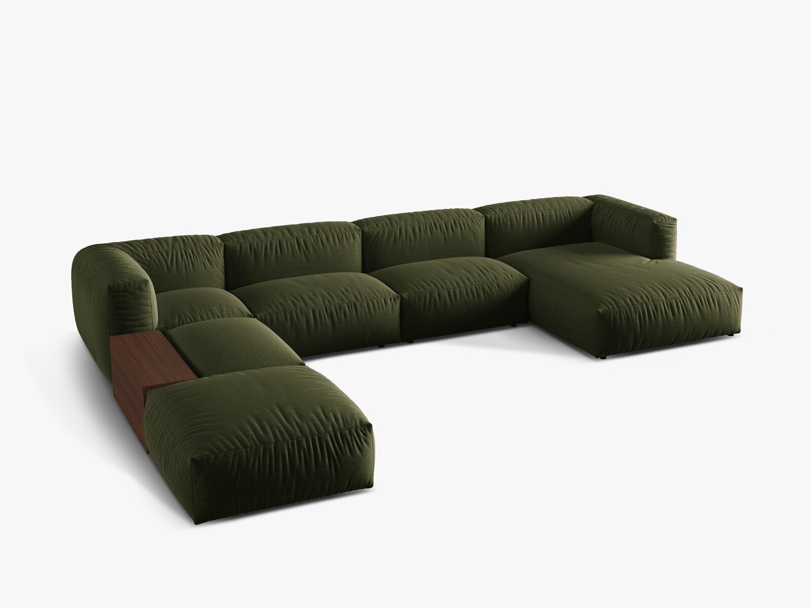 Micadoni Panorama-Ecksofa Martina 5-Sitzer Links Strukturierter Stoff Grün