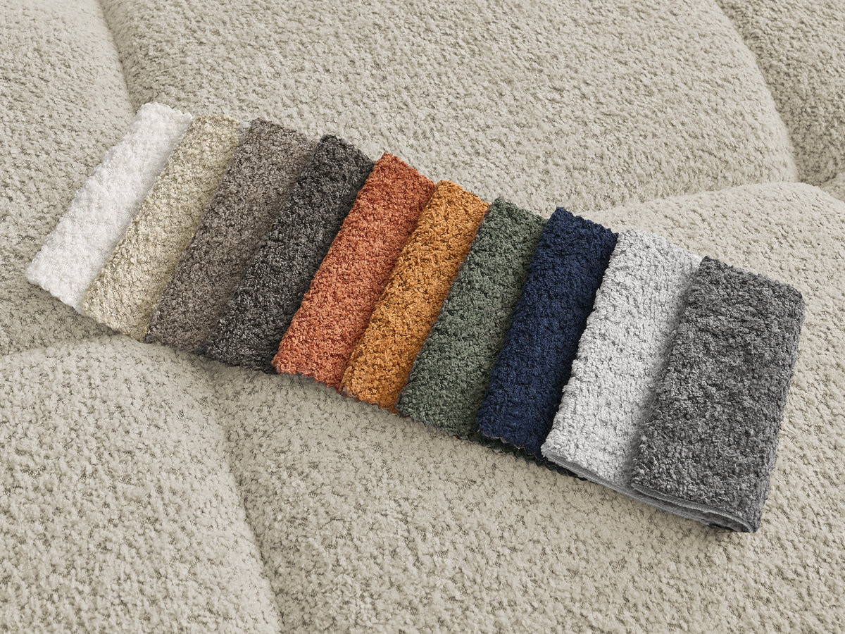 Bobochic Alya Ecksofa mit Pouf Bouclé-Stoff Beige Ecke rechts