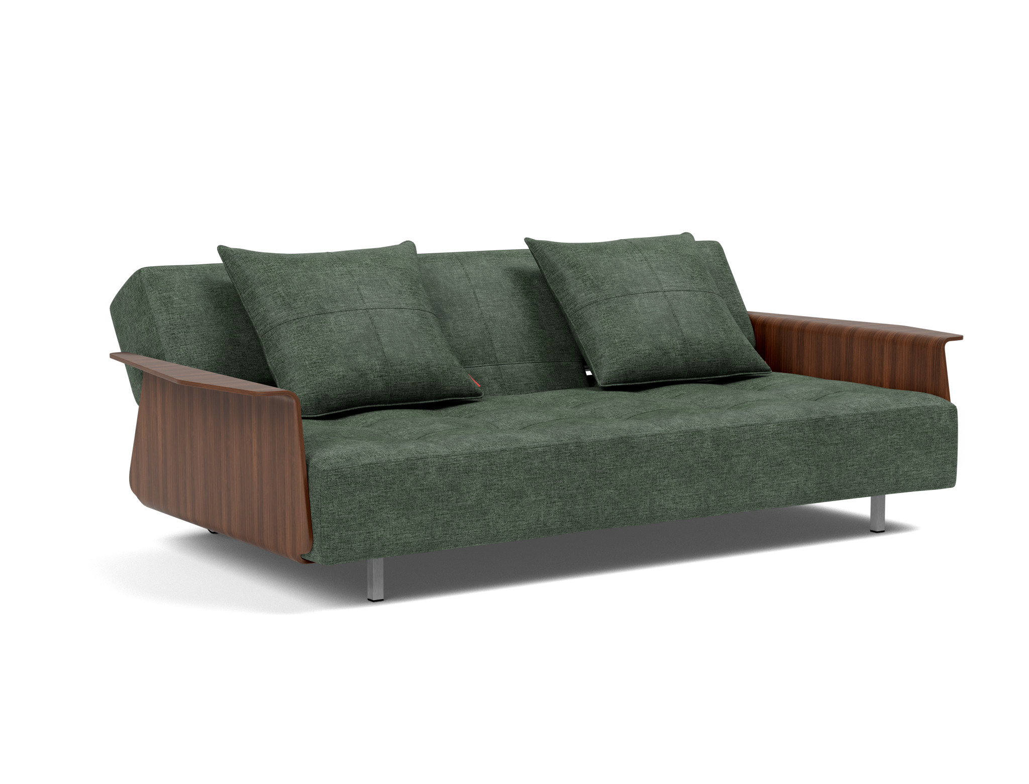 Schlafsofa Long Horn D.E.L. mit Armlehnen Flachgewebe Avella 281-Pine-Green