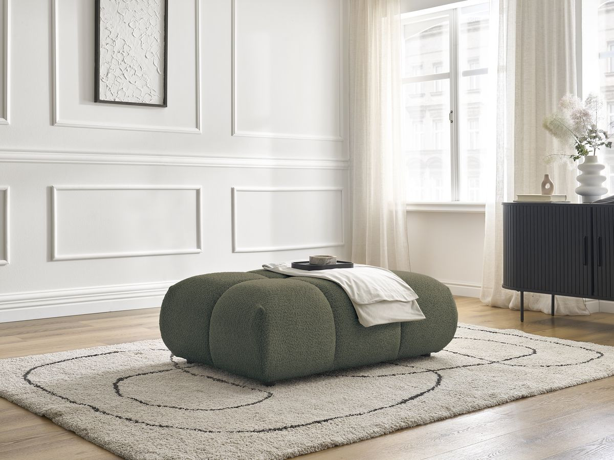 Bobochic Alya Pouf Bouclé-Stoff Grün