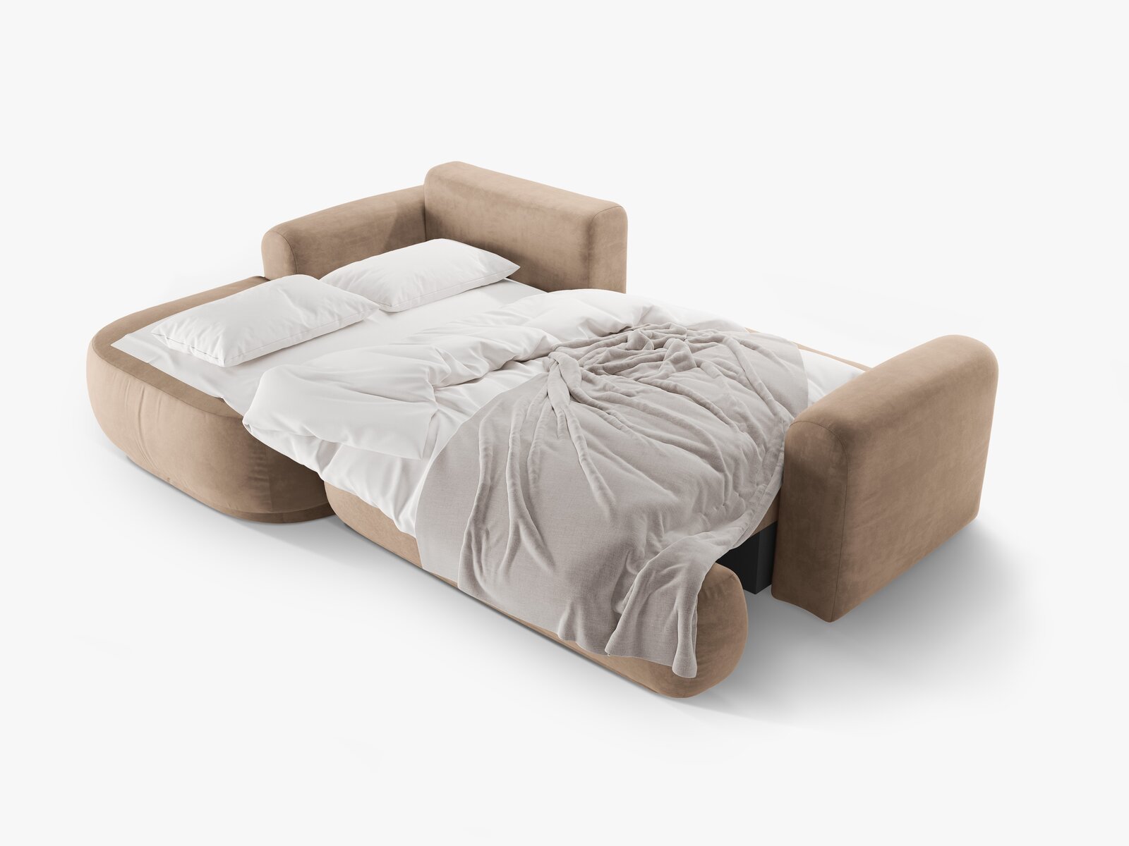 Micadoni Ella Ecksofa 5-Sitzer mit Schlaffunktion Links Samt Vogue Dunkelbeige