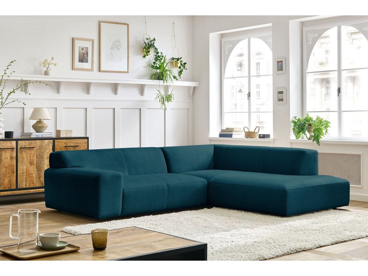 Bobochic Lavena Ecksofa 272 × 220 cm Samt Dunkelblau Ecke rechts