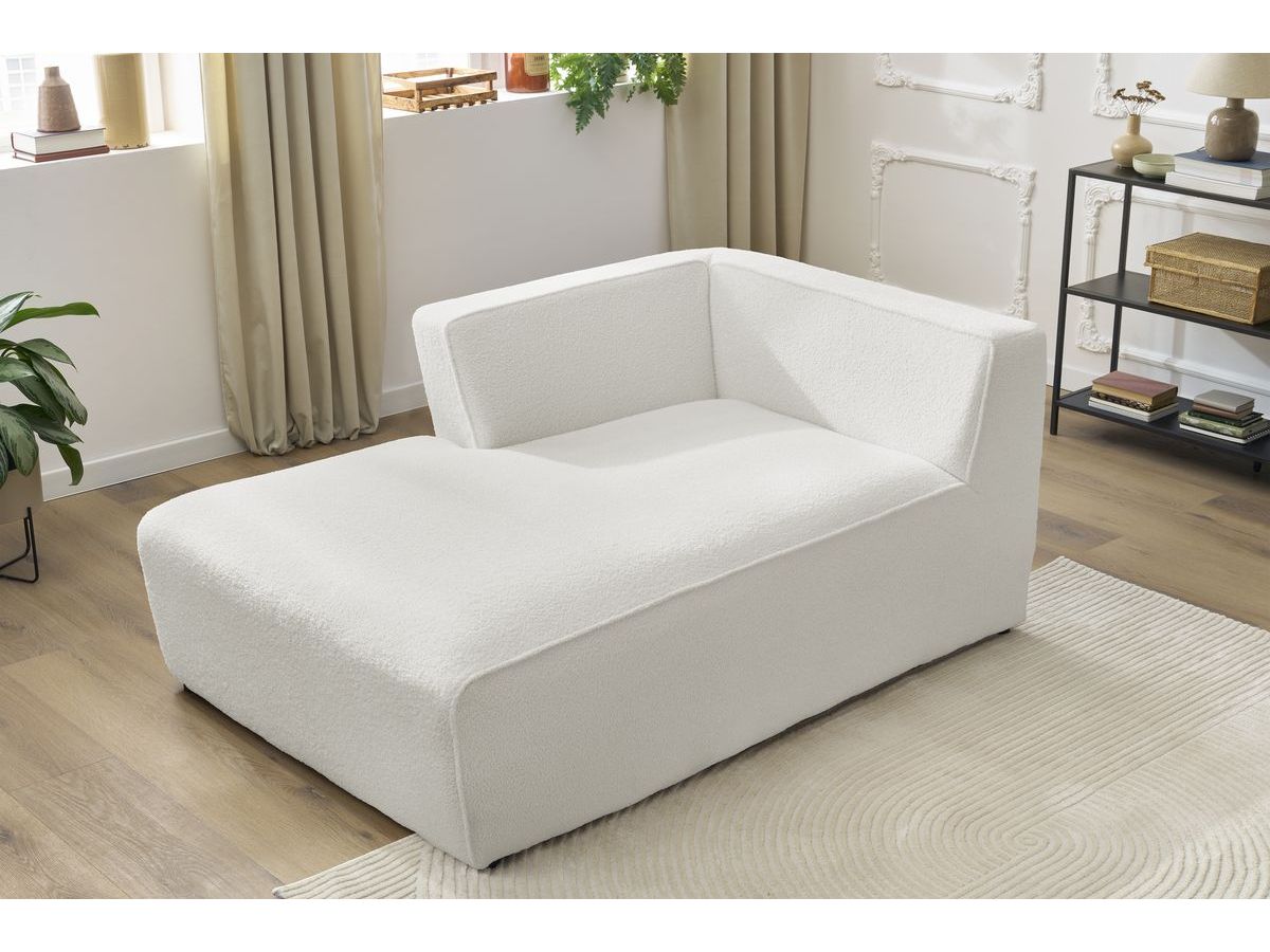 Bobochic Megeve Méridienne-Modul Bouclé-Stoff Weiß Ecke links