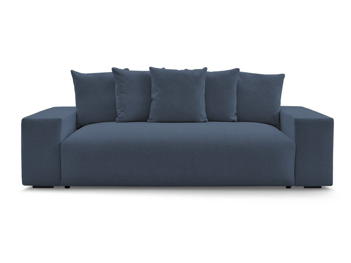 Bobochic Voltaire Schlafsofa 3-Sitzer mit Bettkasten Melange-Stoff Dunkelblau