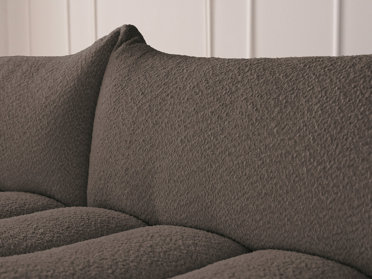 Bobochic Azra Ecksofa mit Pouf 319 × 178 cm Bouclé-Stoff Braun Ecke links
