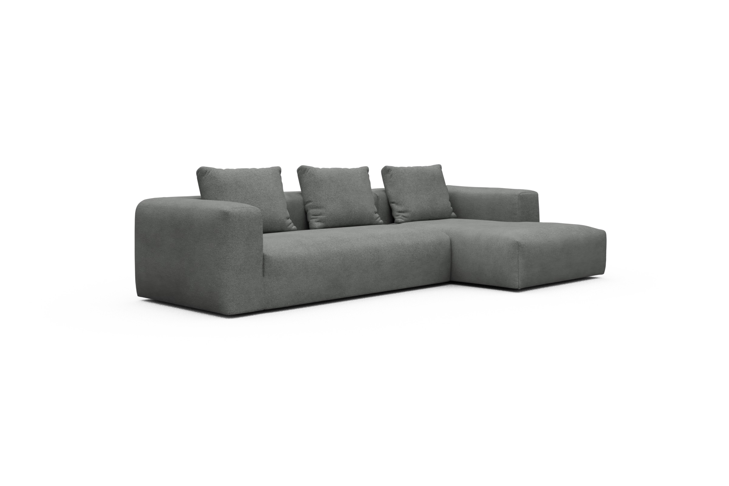 Ecksofa Fred Chaiselongue rechts mit 2,5-Sitzer Boucle-Ash-Grey