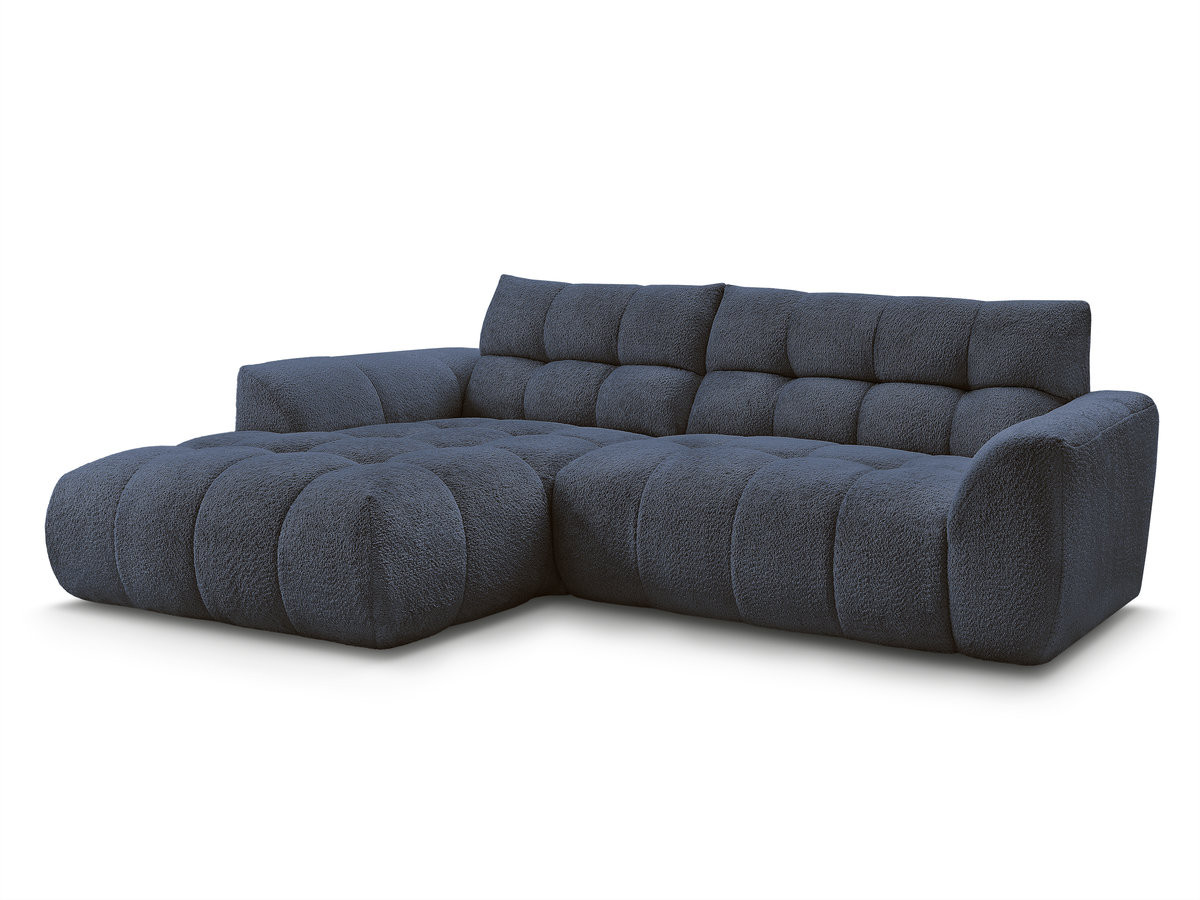Bobochic Jaya Ecksofa Chenille Dunkelblau Ecke links