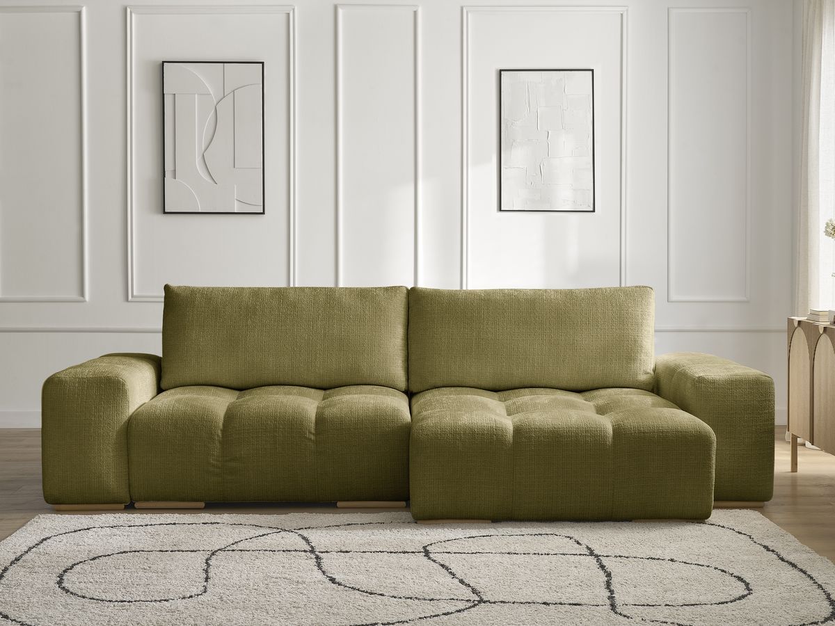 Bobochic Anakin Ecksofa, 2 Kissen Strukturstoff Grün