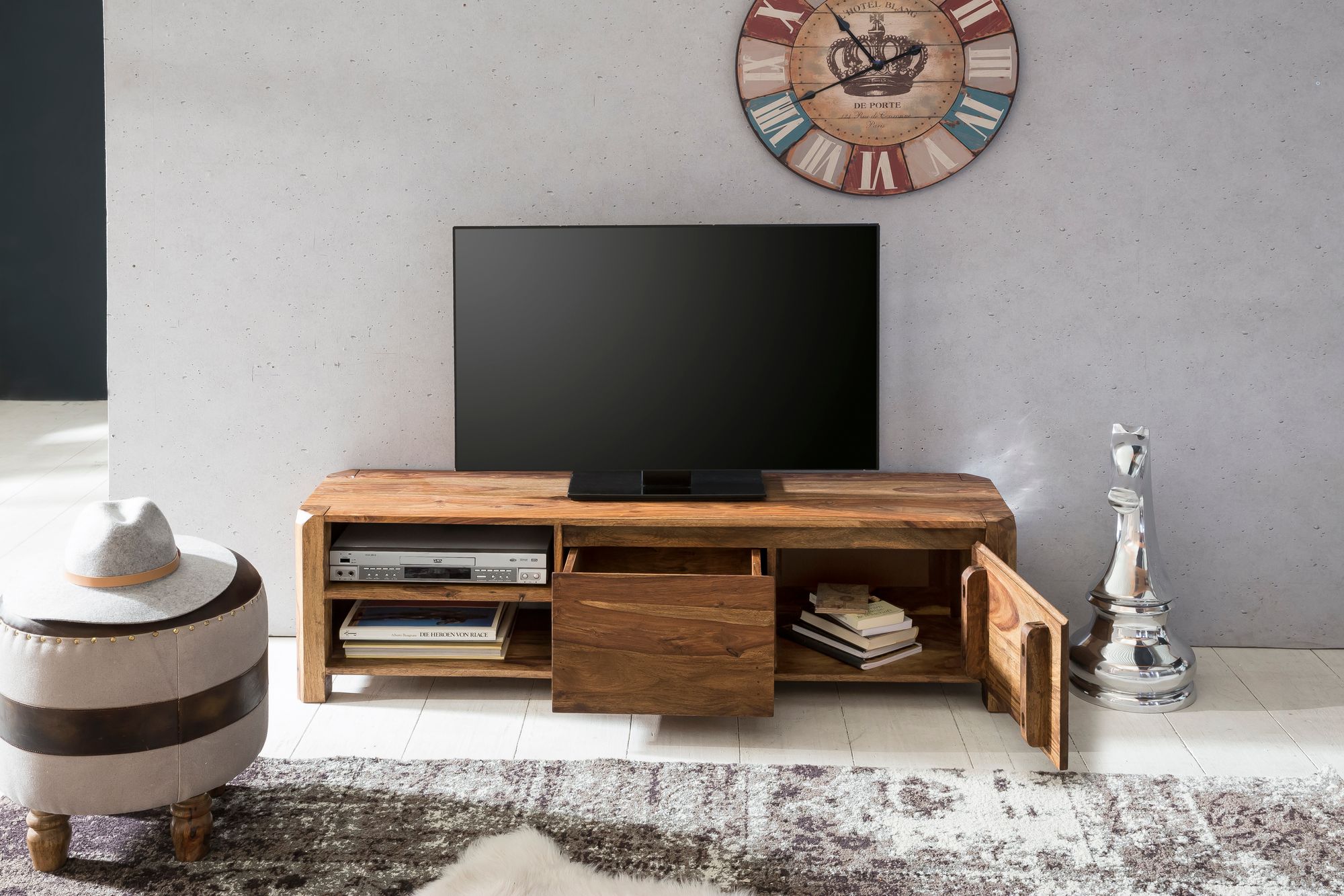 Lowboard Andenes Sheesham Massivholz 140 × 35 × 40 cm