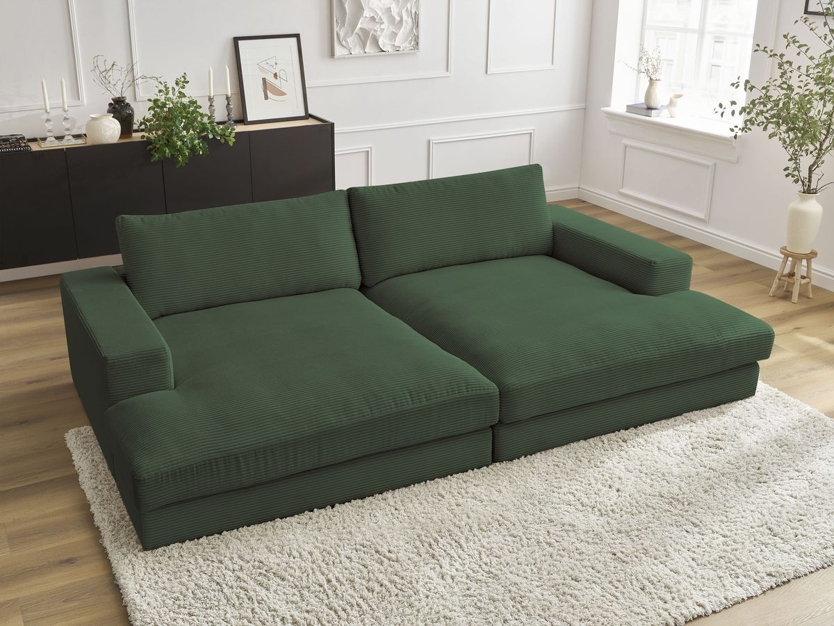 Bobochic Leonard Sofa 4-Sitzer 274 × 159 cm Cordsamt Dunkelgrün