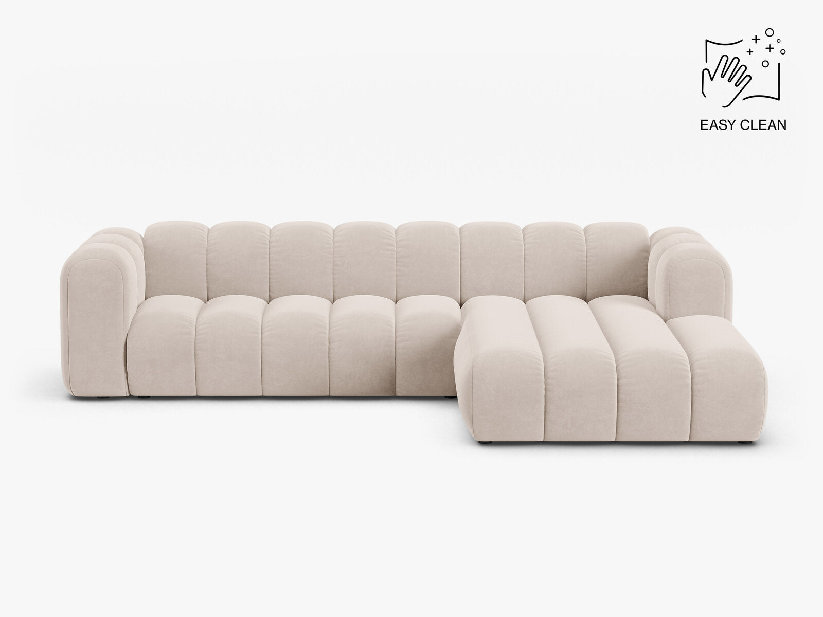 Micadoni Modulares Ecksofa Lupine 4-Sitzer Samt Venus Helles Beige Rechts