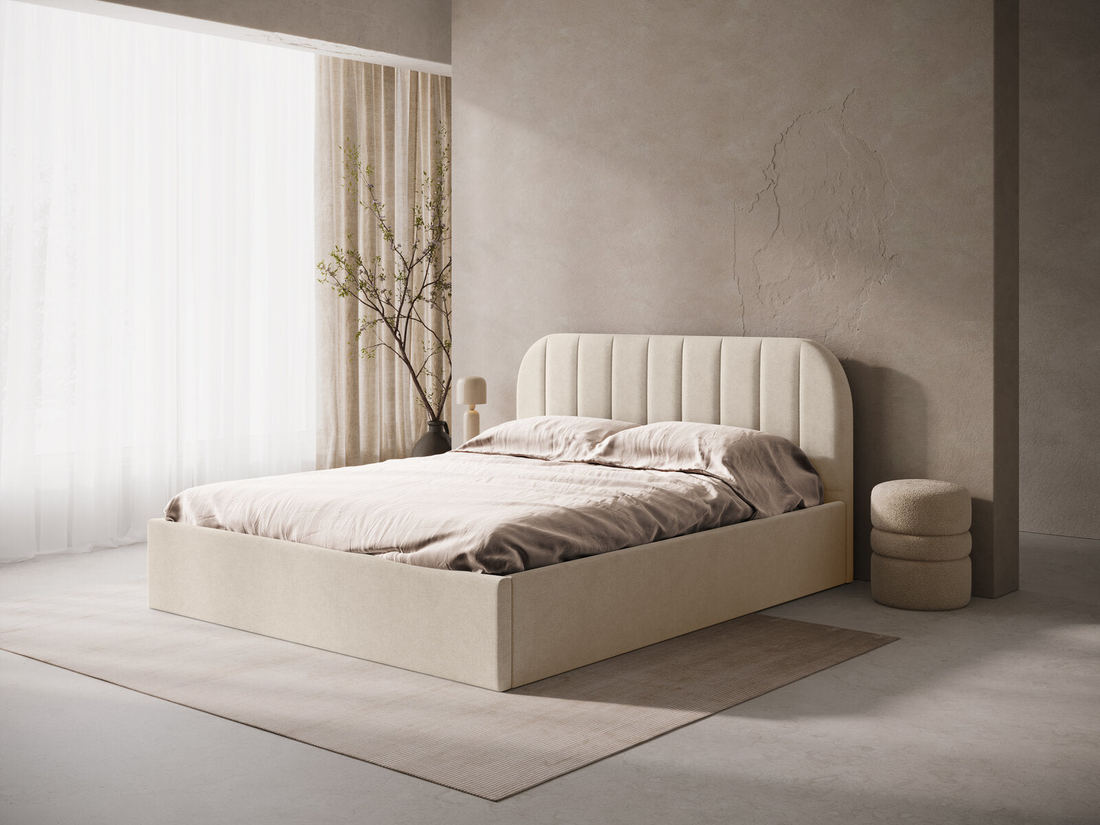 Micadoni Bett Susan Strukturierter Stoff Cappuccino 140x200
