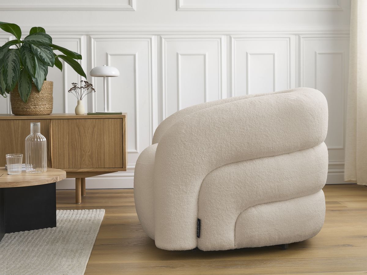Bobochic Elina Sessel Bouclé-Stoff Beige