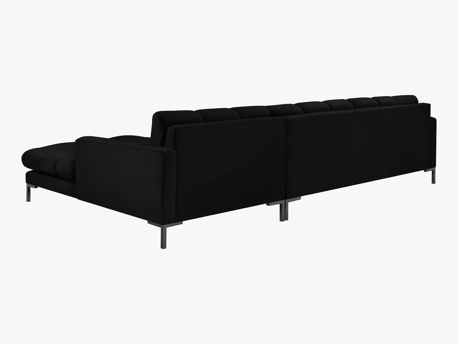 Micadoni Ecksofa Mamaia 5-Sitzer Rechts Samt Bluvel Schwarz schwarze Beine