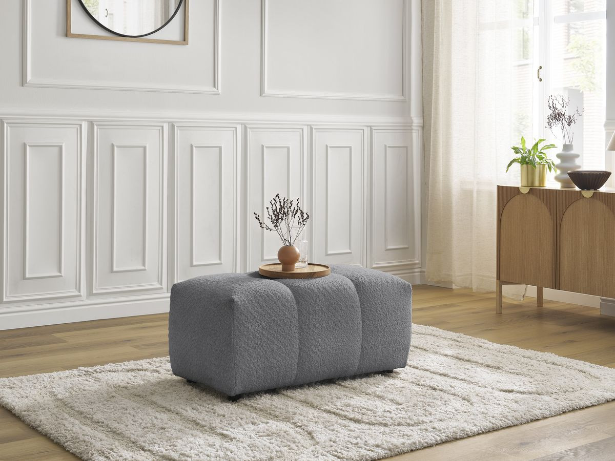 Bobochic Roxelane Pouf Bouclé-Stoff Dunkelgrau