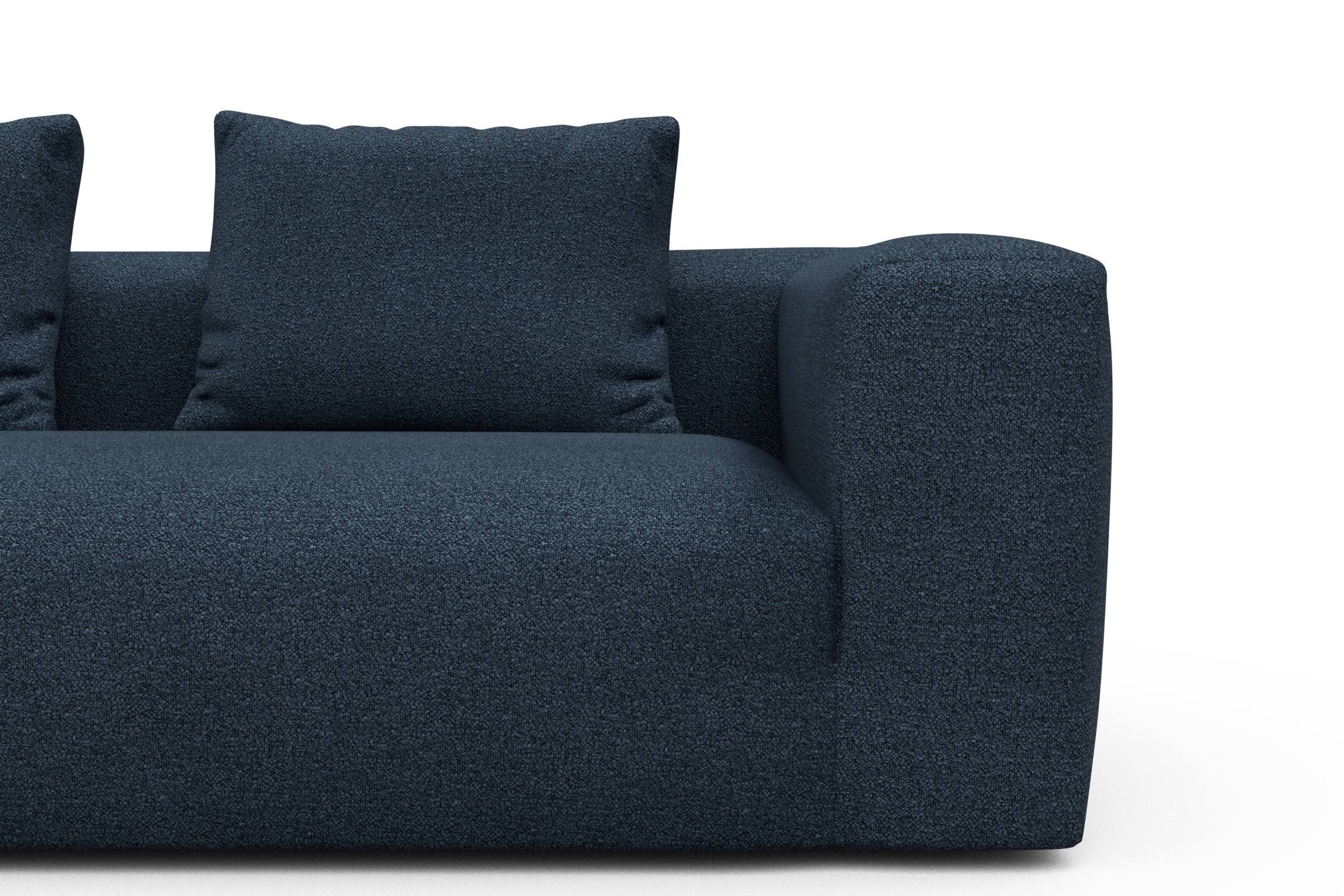 Wohnlandschaft Fred mit 2-Sitzer und Chaiselongue beidseitig Boucle-Blue