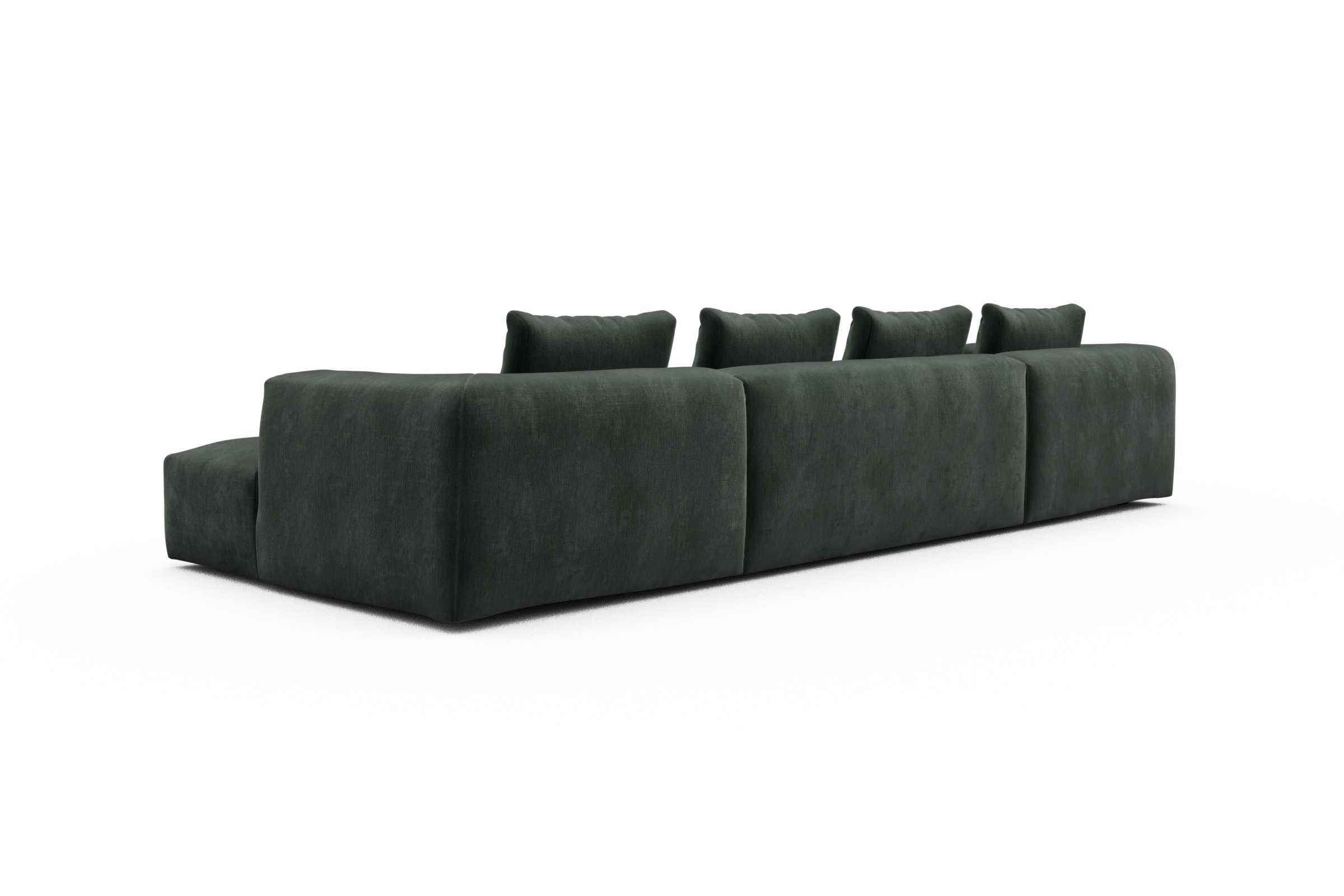 Wohnlandschaft Fred mit 2-Sitzer und Chaiselongue beidseitig Smooth-Laurel-Green