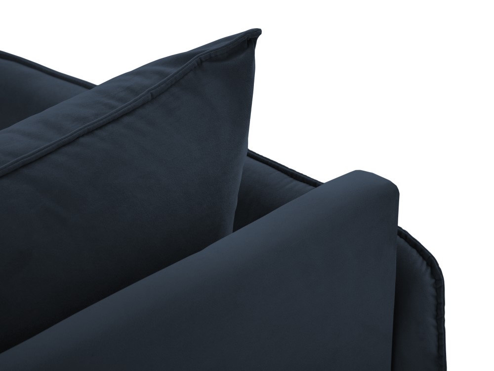 Cosmopolitan Design Chaiselongue Vienna Samt Bluvel Dunkelblau Links Beine Schwarzes Metall