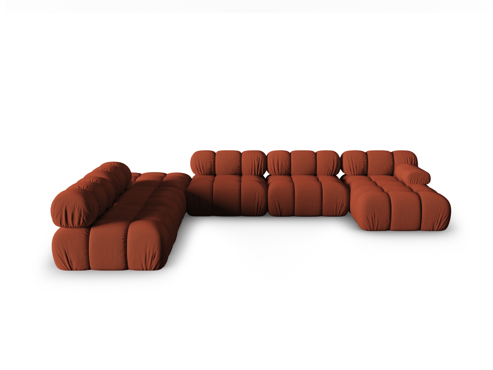 Micadoni Modulares Panorama Ecksofa Bellis 7-Sitzer Links 3D-Stoff Sonic Ziegel
