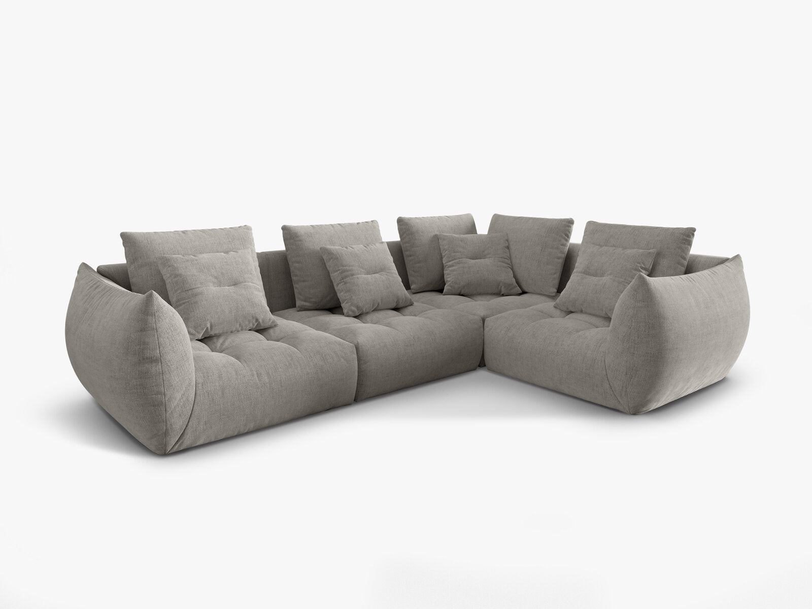 Micadoni Ecksofa Bloom 4-Sitzer Strukturierter Stoff Wind Hellgrau Rechts