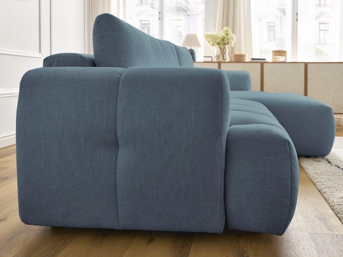 Bobochic Fuji Ecksofa mit Schlaffunktion und Bettkasten 292 × 160 cm Stoff Hellblau Ecke rechts