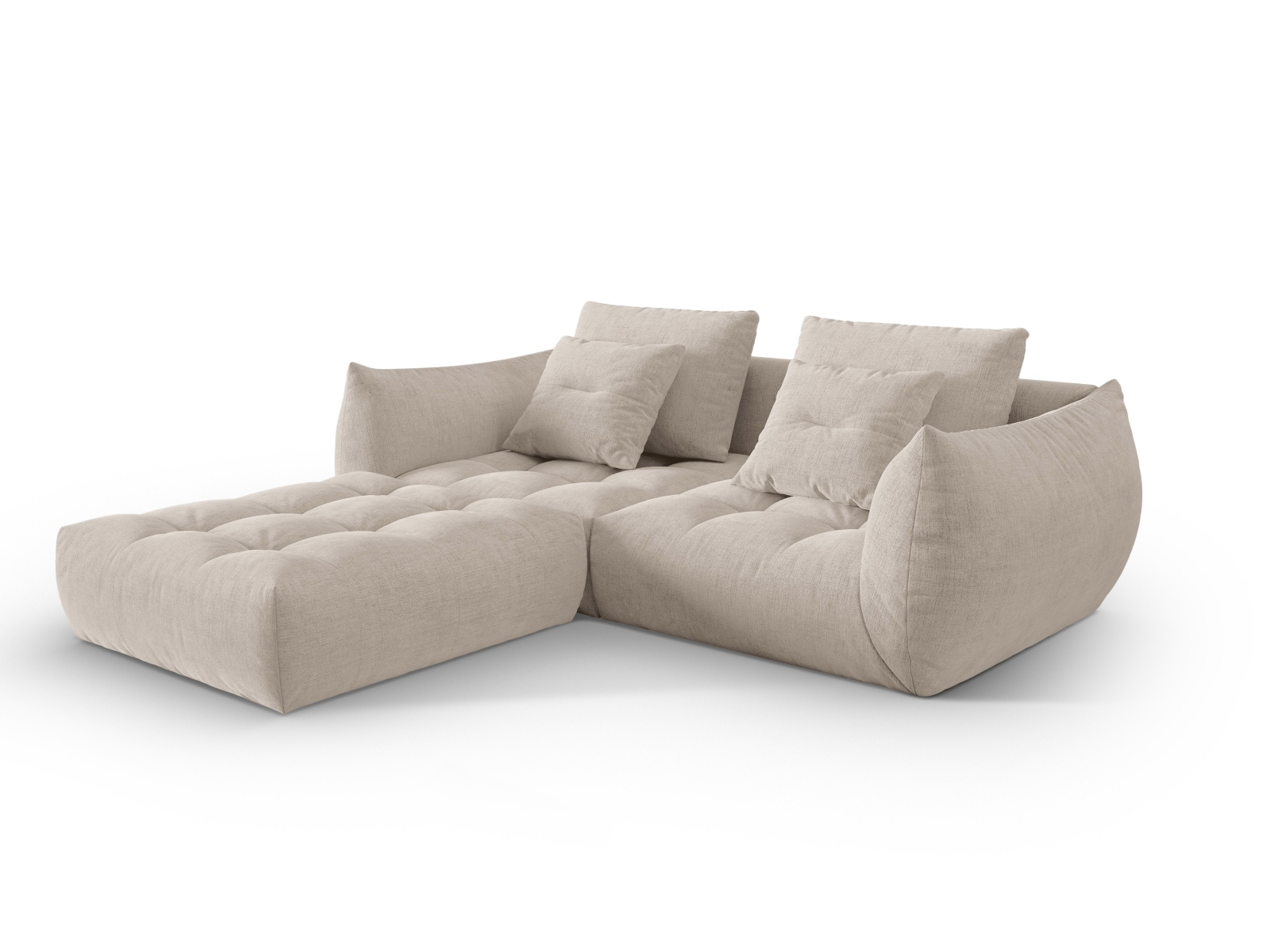 Micadoni Ecksofa Bloom 3-Sitzer Strukturierter Stoff Dunkelbeige