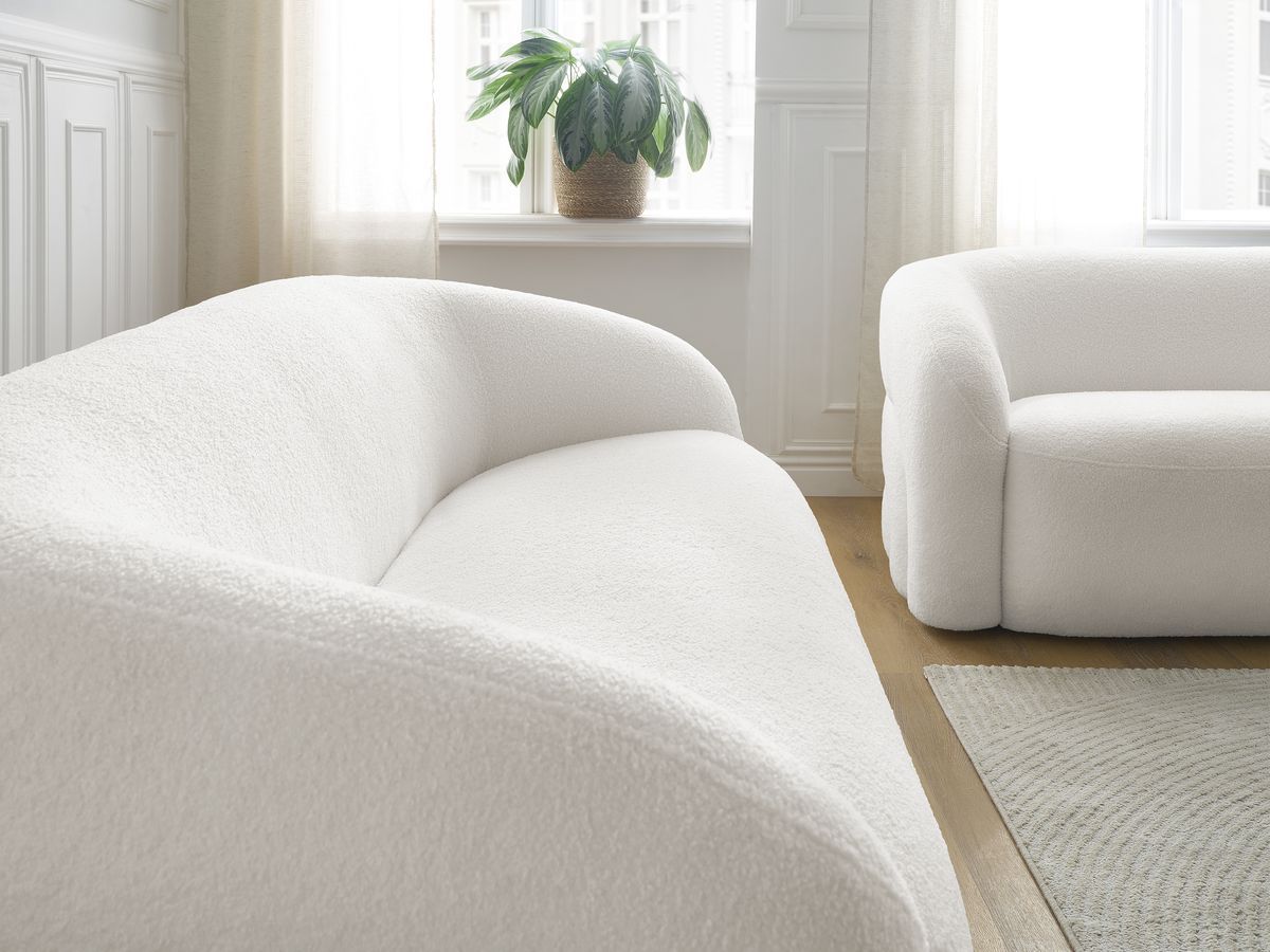 Bobochic Elina Sofa 5-Sitzer Bouclé-Stoff Weiß