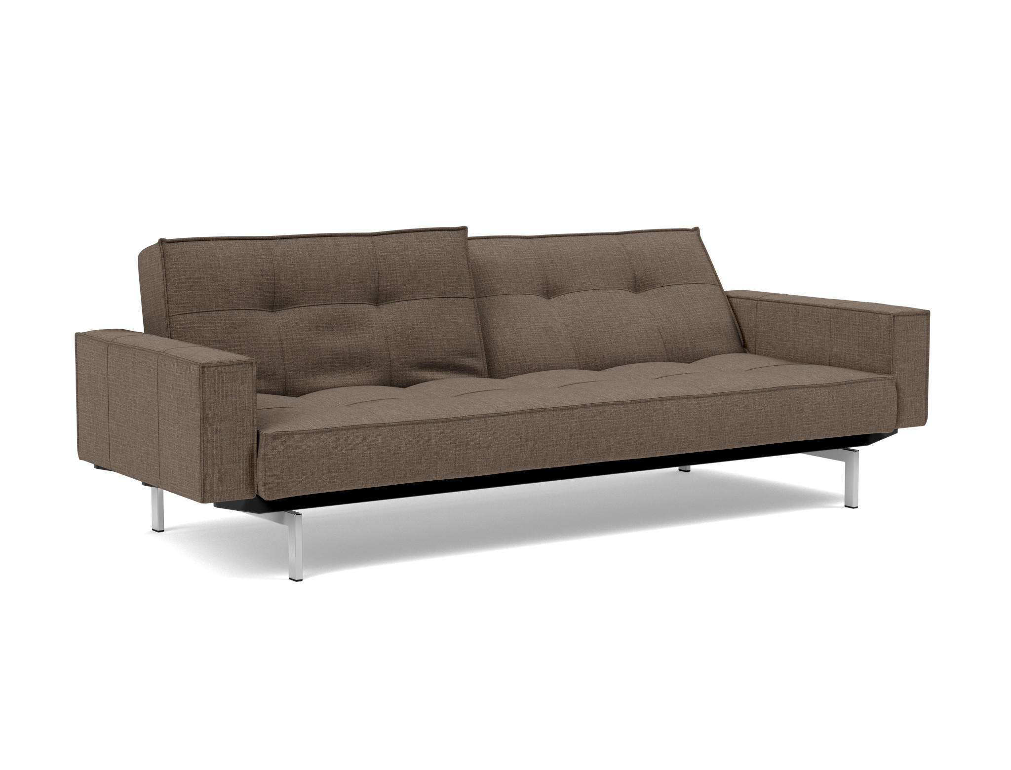 Schlafsofa Splitback mit Armlehnen Chenille Esina 411-Cedar-Brown Beine Chrom