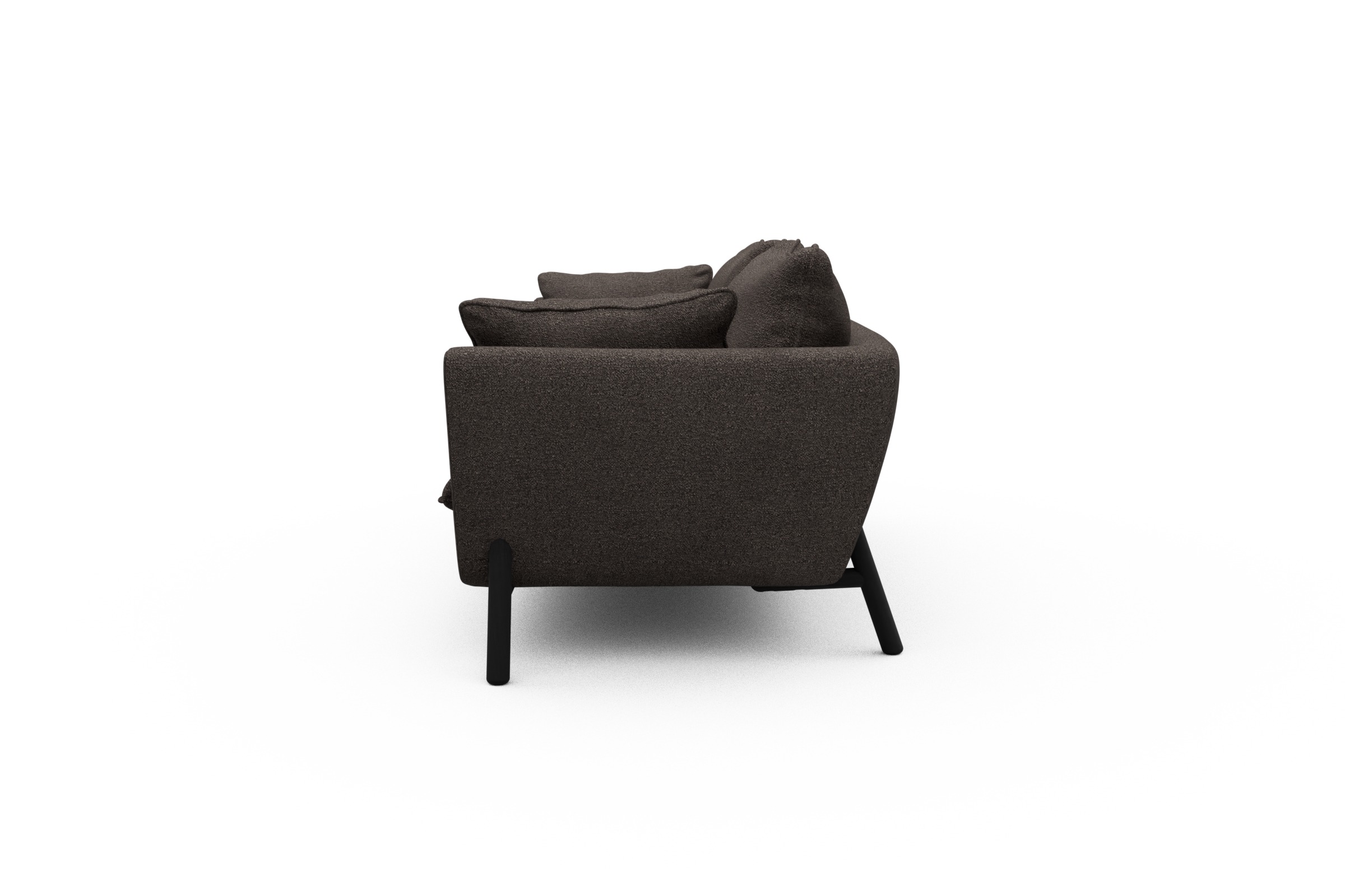 Sofa Emil PREMIUM 3-Sitzer Beinfarbe Eiche Schwarz Boucle-Taupe