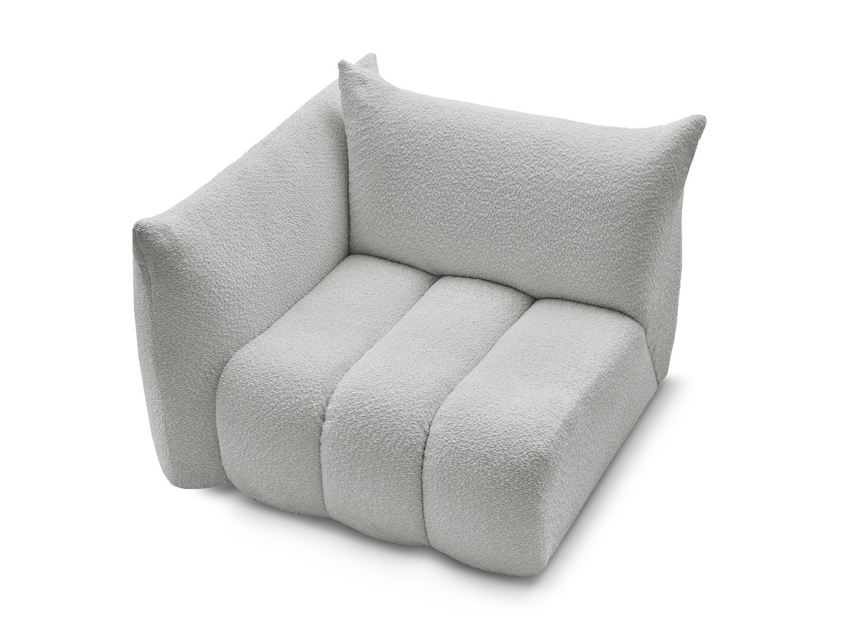 Bobochic Azra Sofamodul 1-Sitzer 117 × 112 cm Bouclé-Stoff Hellgrau Ecke links