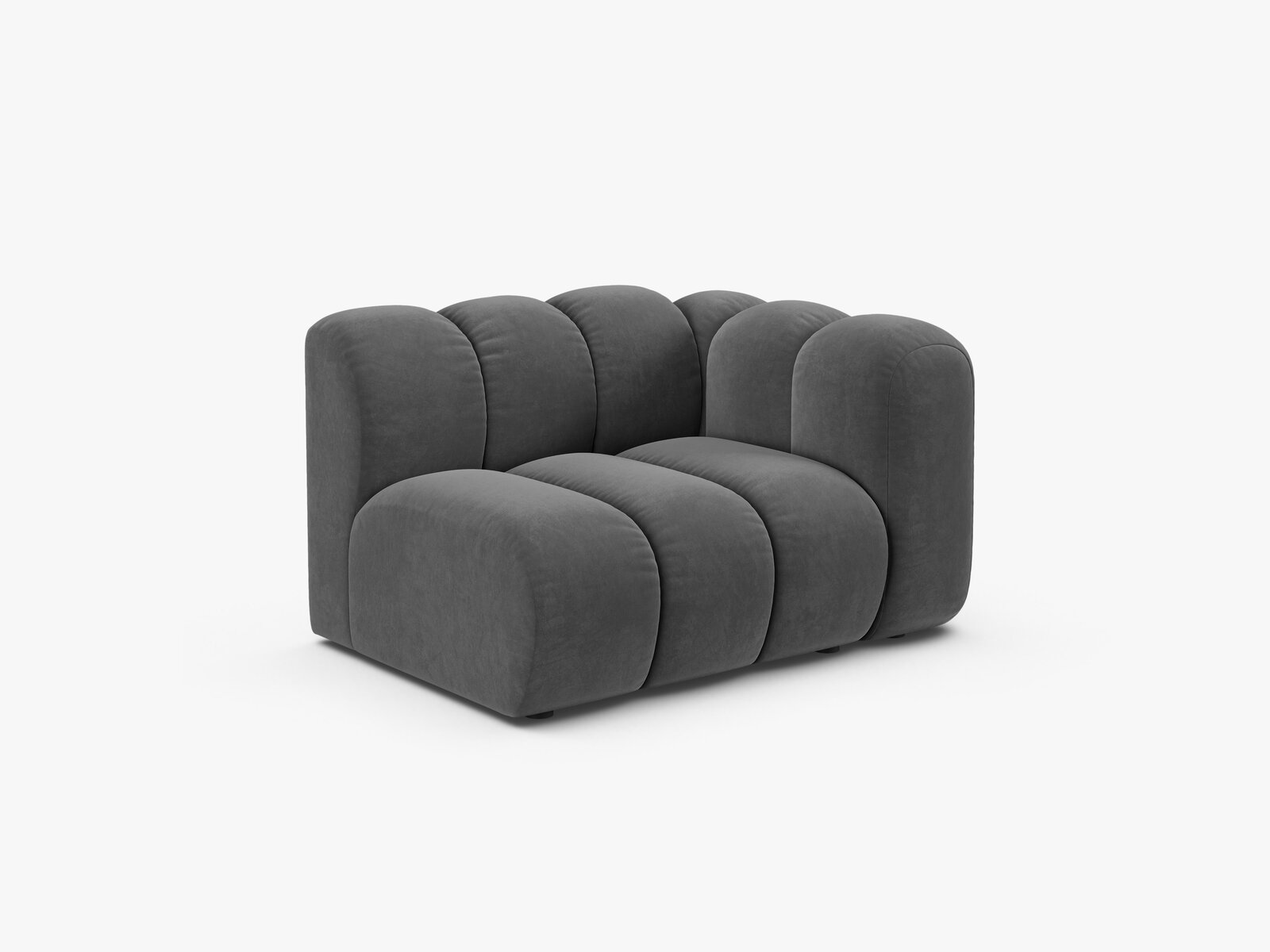 Micadoni Modul Lupine 1-Sitzer Samt Venus Grau Rechts