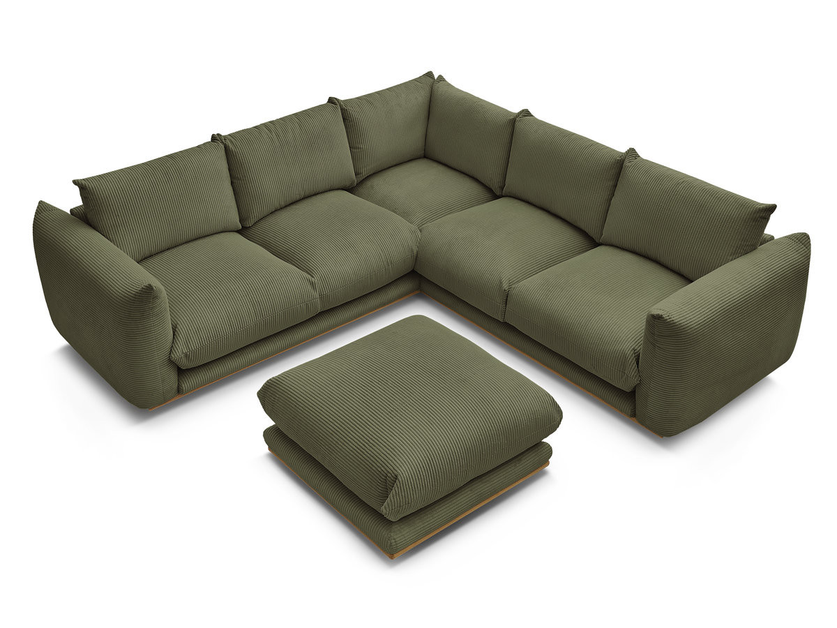 Bobochic Ernest Ecksofa mit Pouf Cordsamt Grün