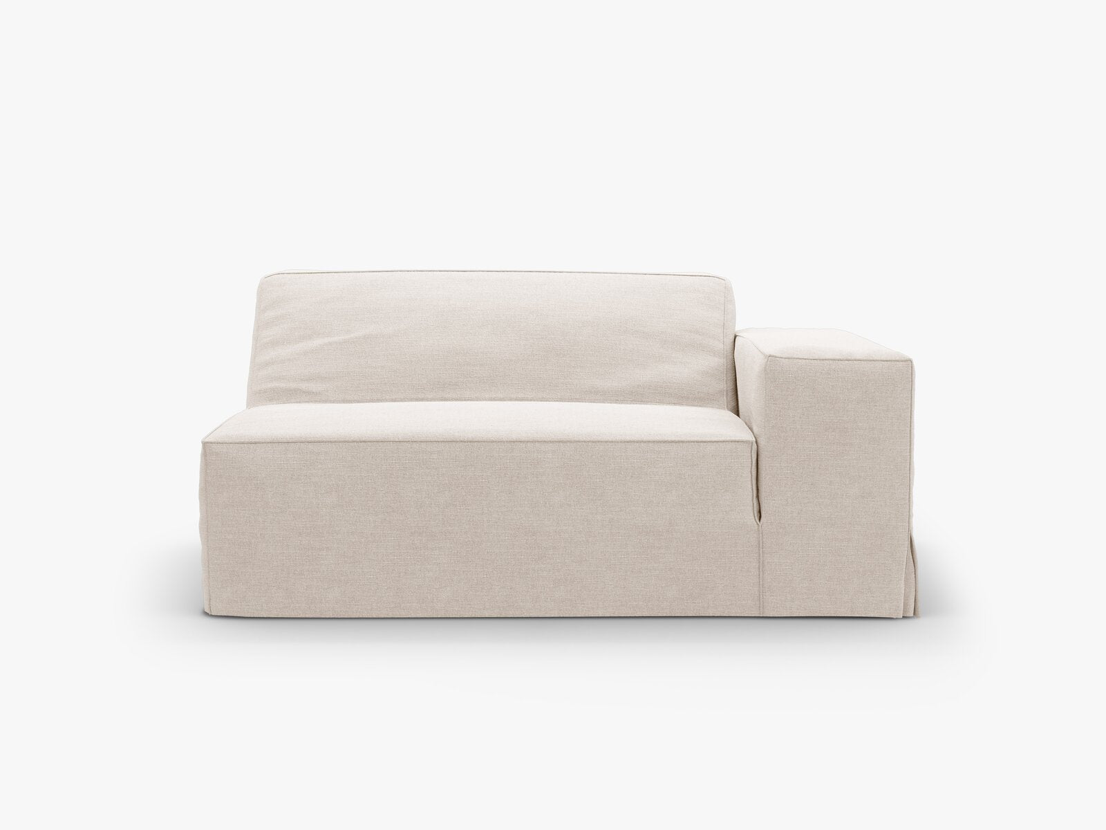 Micadoni Eckmodul groß mit Armlehne Jodie 1-Sitzer Rechts Strukturierter Stoff Lins Beige
