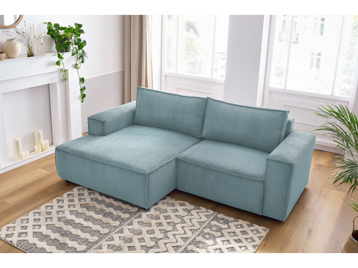Bobochic Nihad Ecksofa Cordsamt Hellblau Ecke links