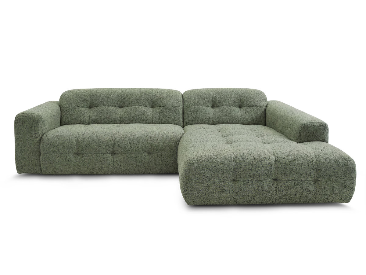 Bobochic Laura Ecksofa Melange-Stoff Hellgrün Ecke rechts