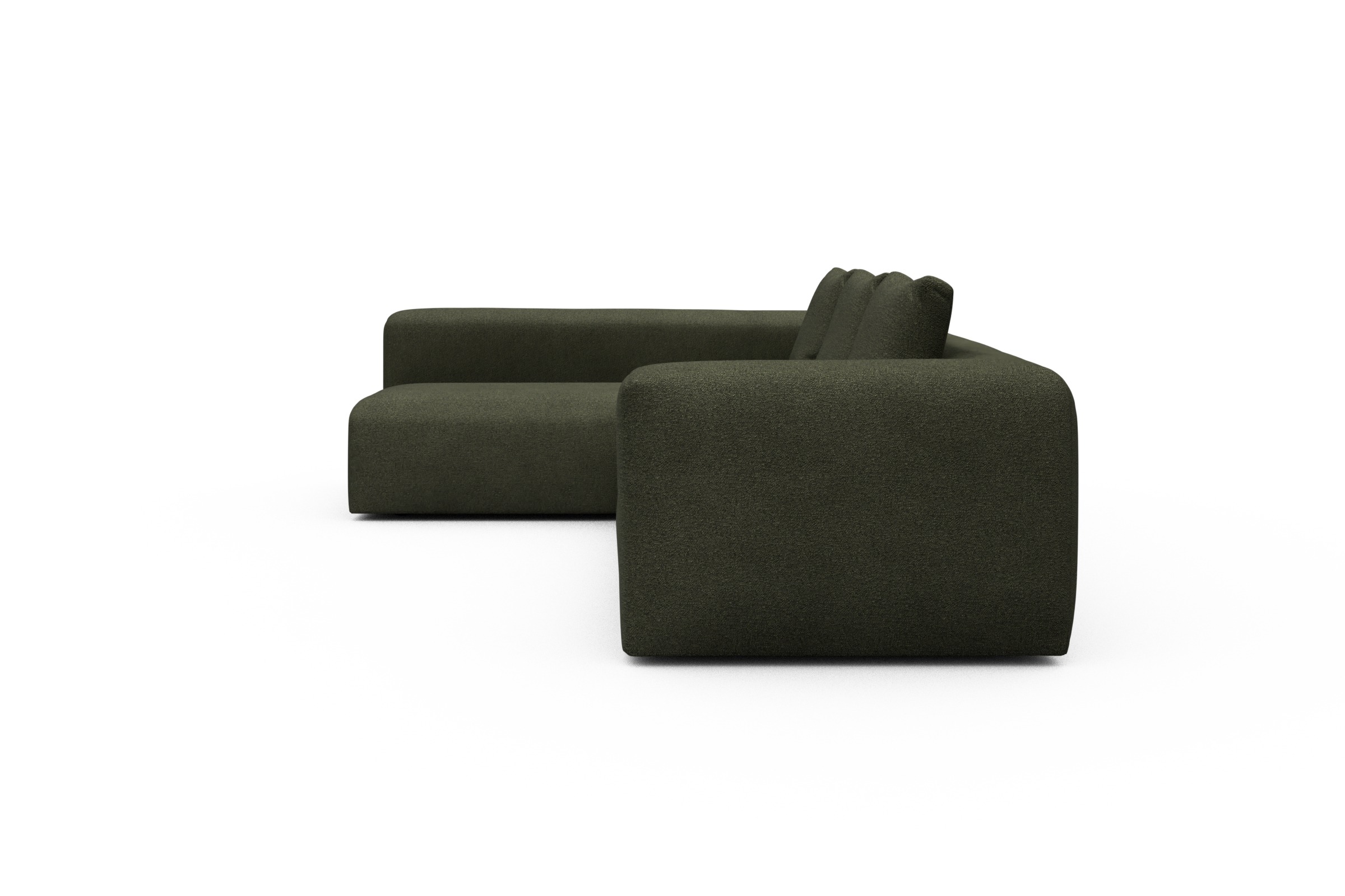 Ecksofa Fred 2x 2,5-Sitzer links offen Boucle-Forest-Green